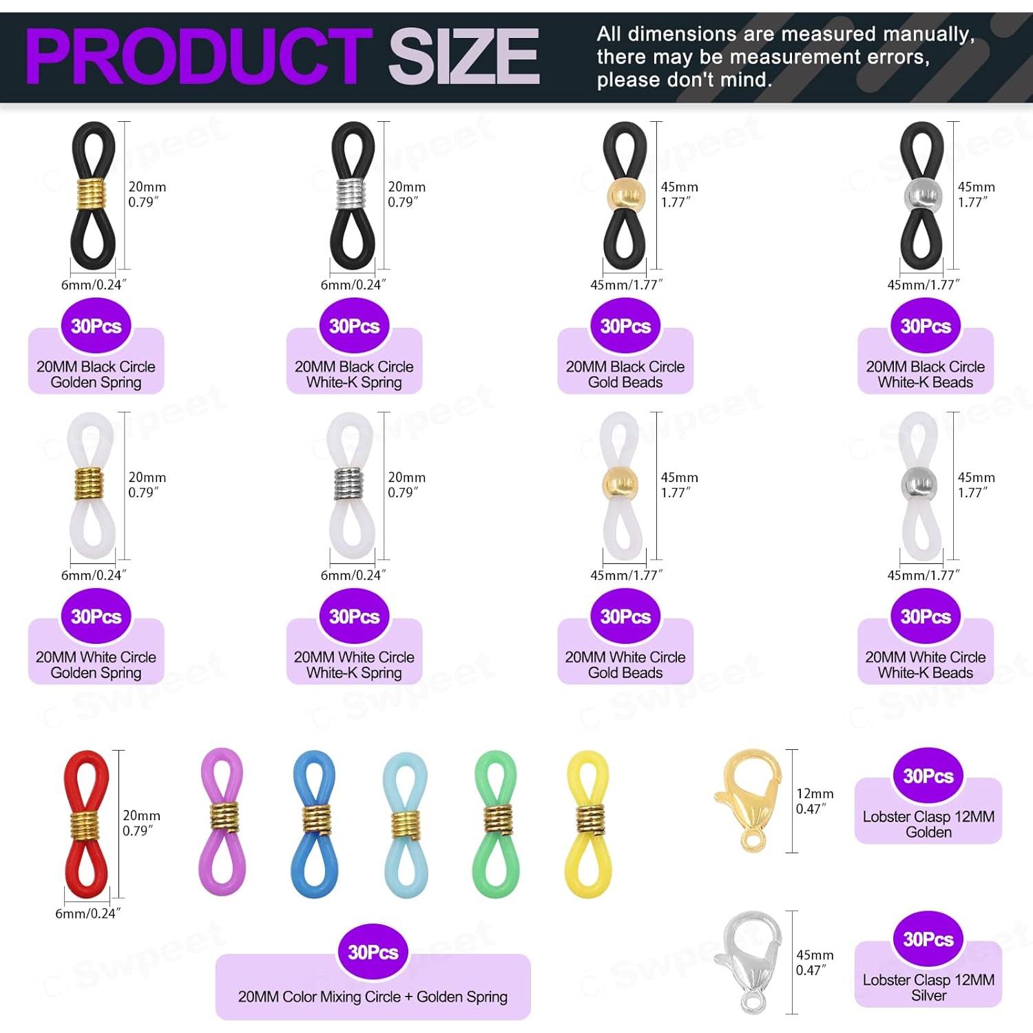 Kit 330Pcs Extremos de Cadena de Gafas Swpeet Ajustables