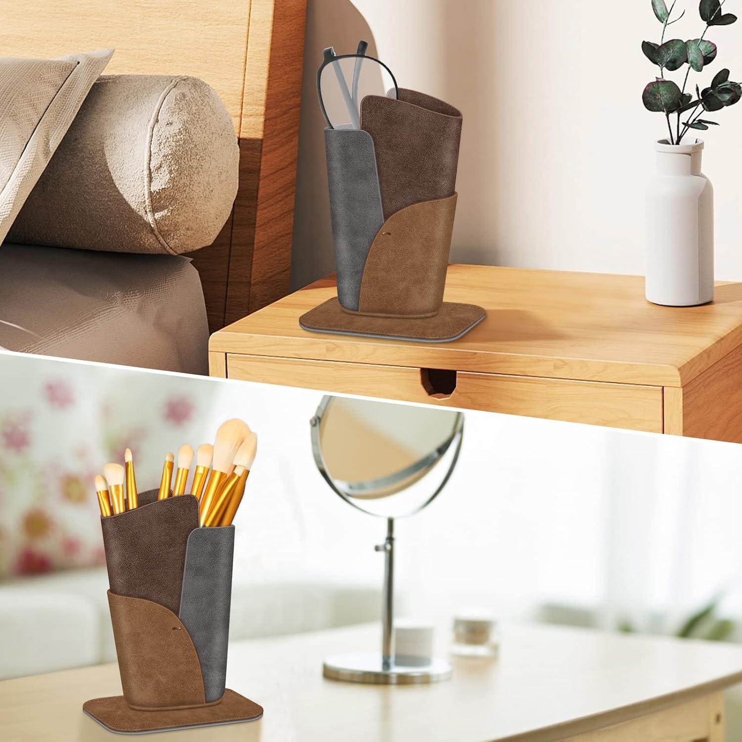 Soporte para Gafas Fintie - Estuche de Cuero Vegano Marrón