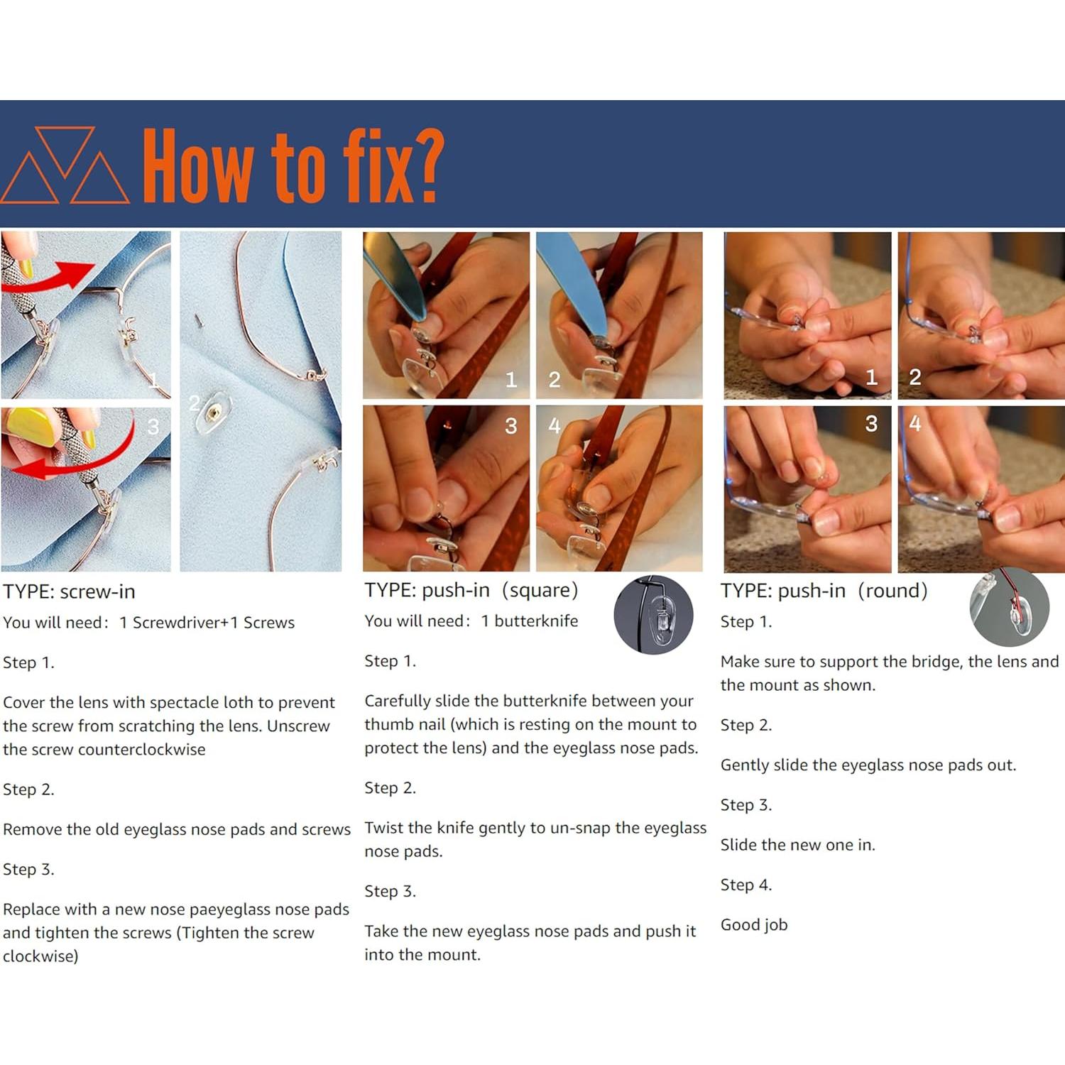 Kit de Reparación de Gafas Mingbuy con Tornillos y Almohadillas