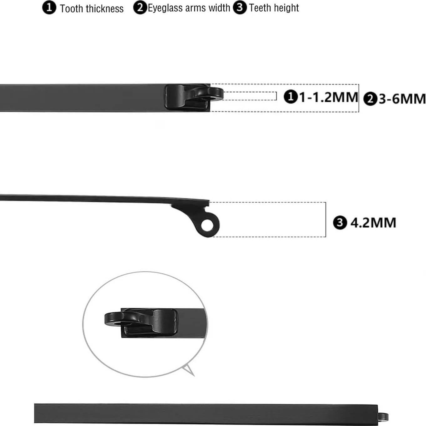 Brazos de Reemplazo Fendawn para Gafas 4 mm Negro