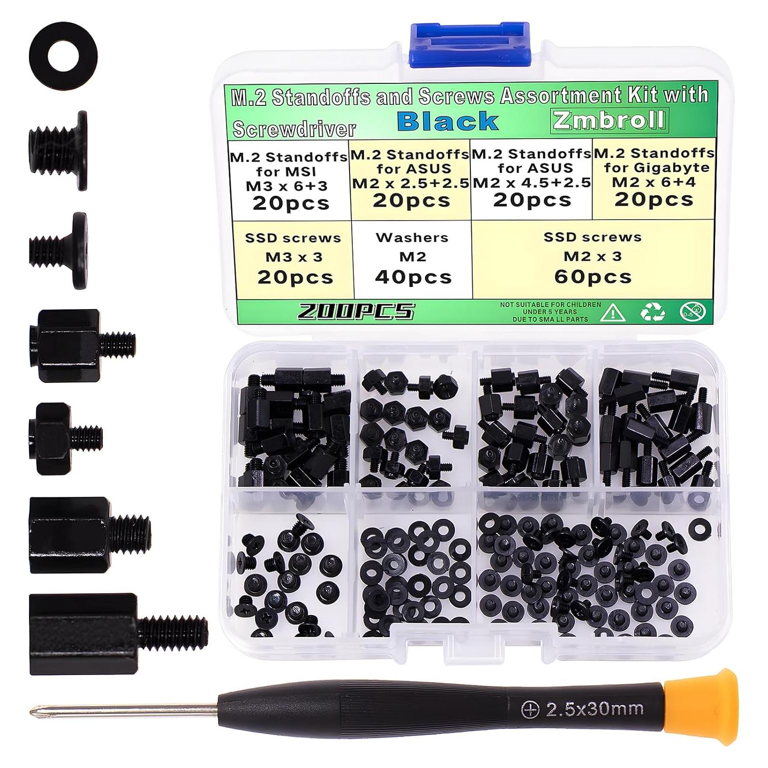 Kit de Tornillos M.2 200 Pcs Zmbroll para SSD NVMe