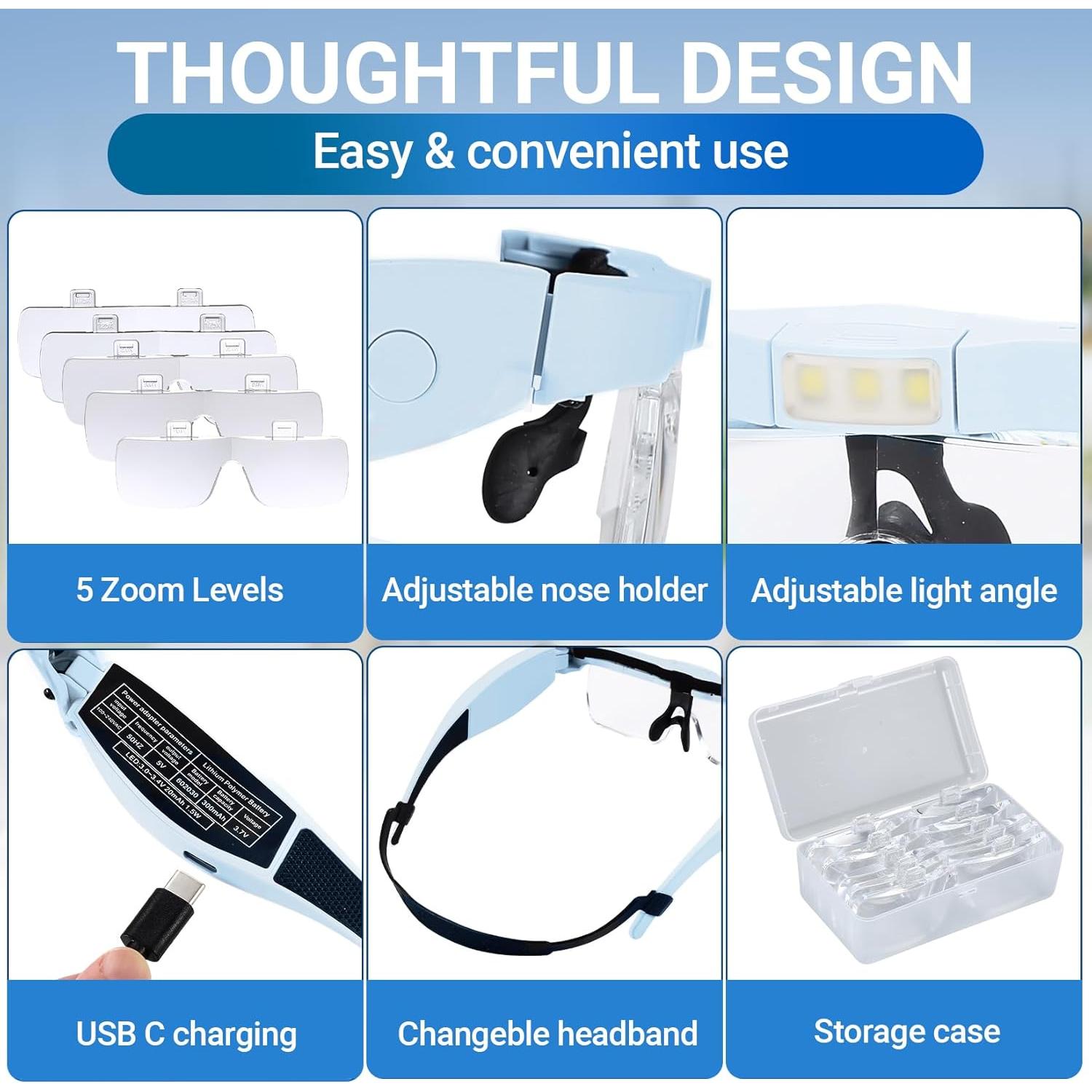 Lentes de Aumento YOCTOSUN con 3 Luces LED y Estuche