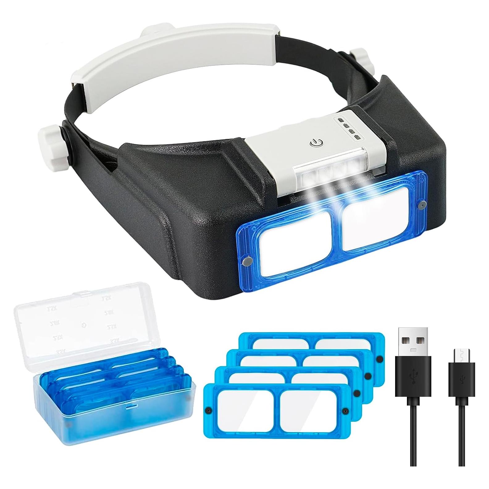 Lupa Beileshi Montada en Cabeza con Luz LED 1.5X a 3.5X