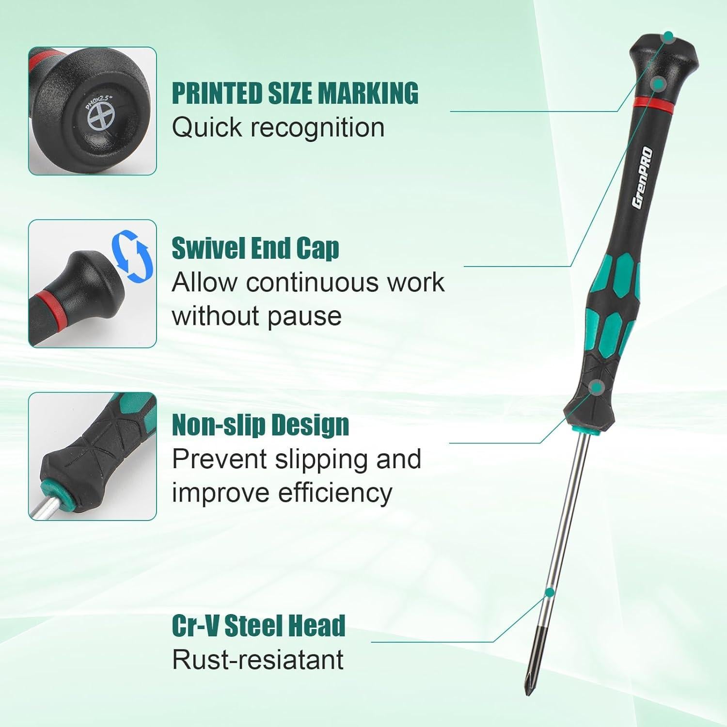 Juego de Destornilladores GRENPRO 10 Piezas Magnéticos