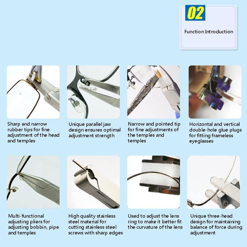 Kit de Mantenimiento de Gafas 8 Pinzas y 6 Destornilladores