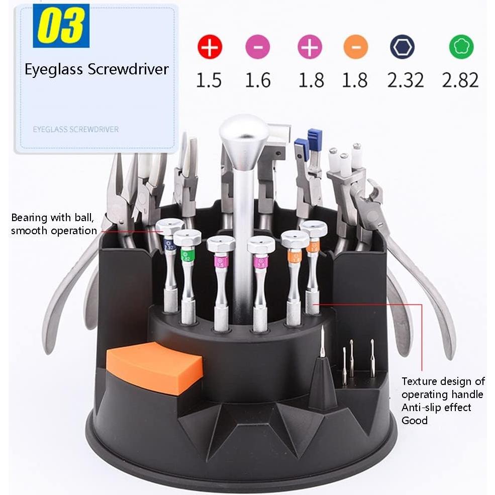 Kit de Mantenimiento de Gafas 8 Pinzas y 6 Destornilladores