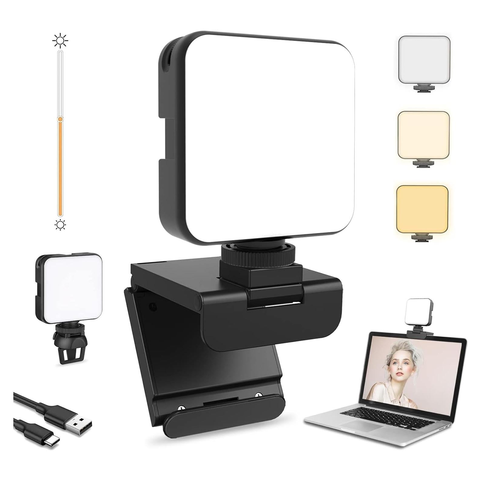 NexiGo Glow Light for Streamers, Enhanced Video Conference Lighting Kit with Webcam Style Clip, Built-in Battery, Dimmable & Rechargeable, for Streaming, Photography, Vlogging