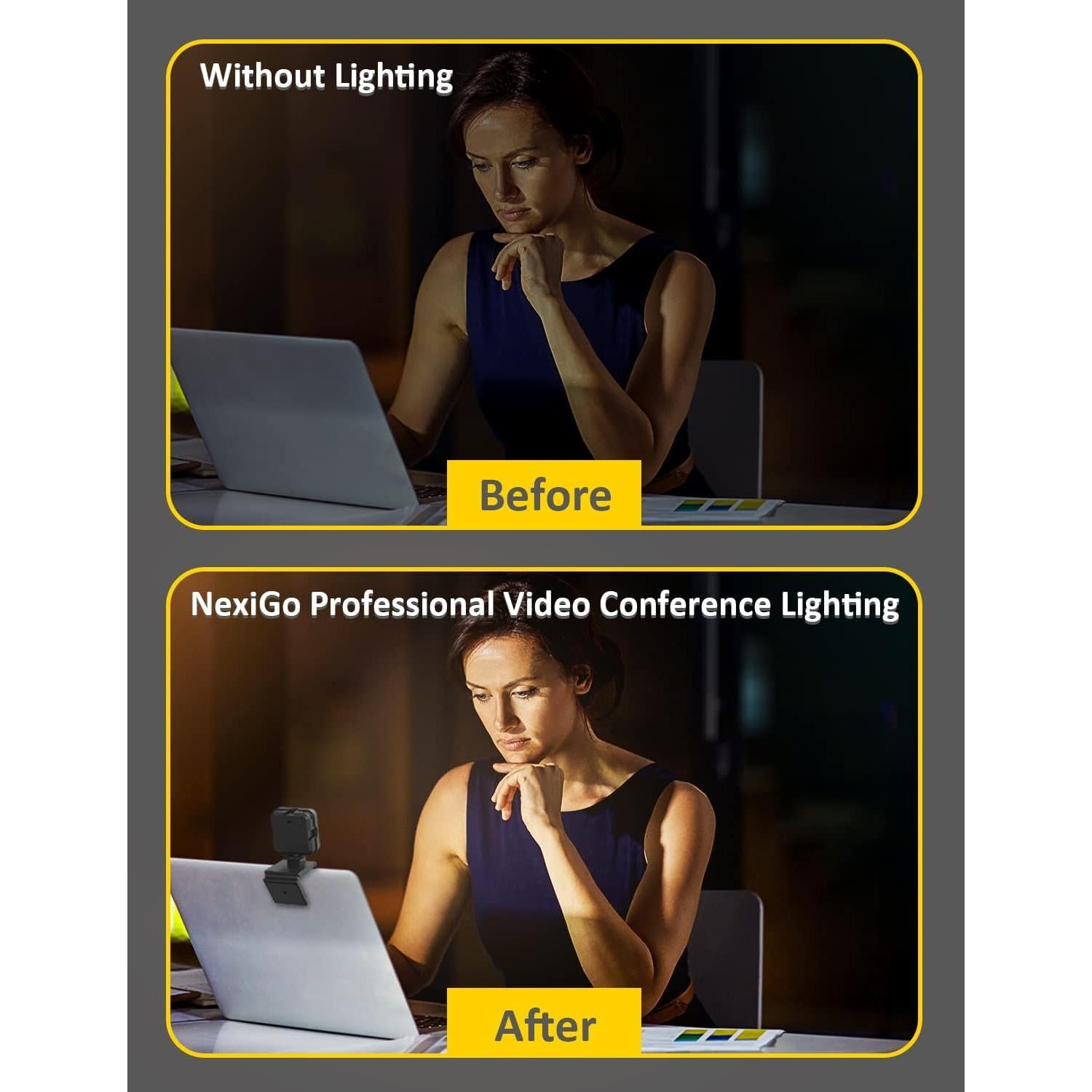 NexiGo Glow Light for Streamers, Enhanced Video Conference Lighting Kit with Webcam Style Clip, Built-in Battery, Dimmable & Rechargeable, for Streaming, Photography, Vlogging