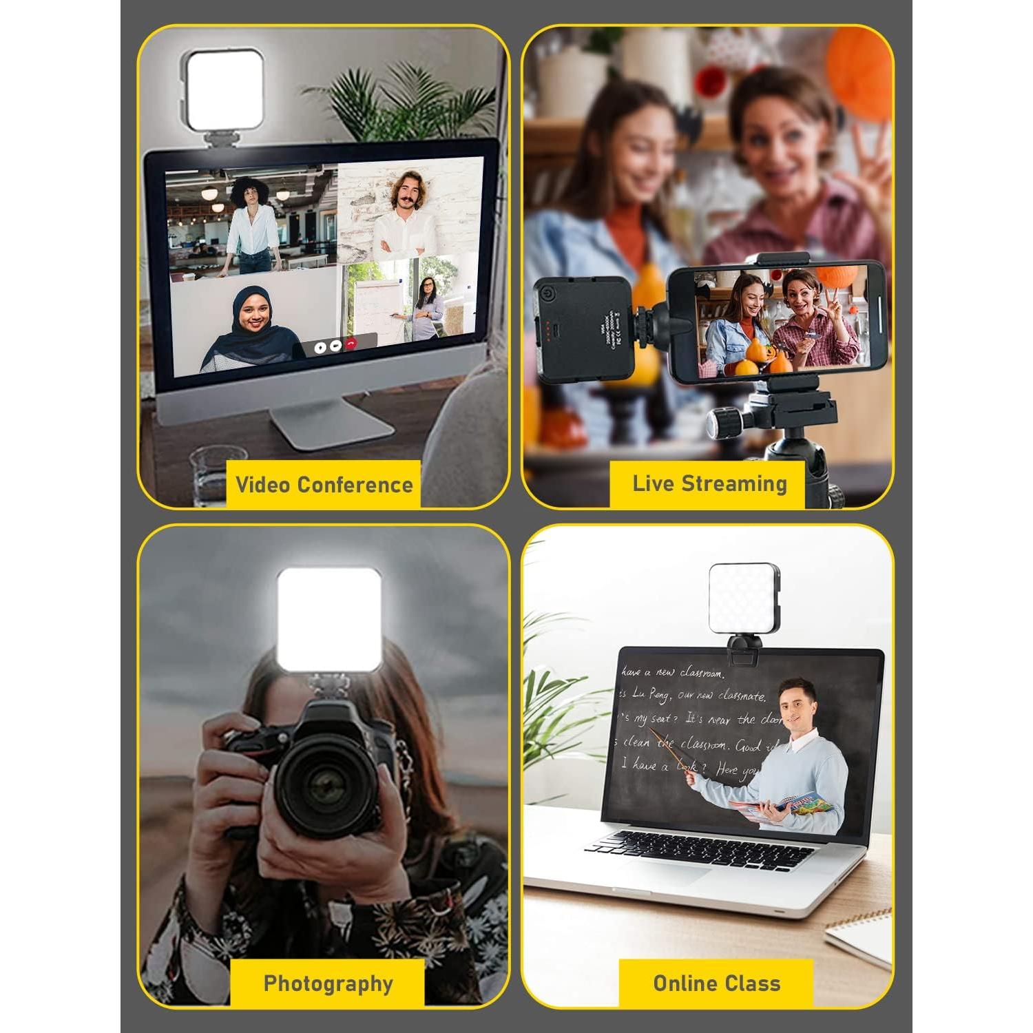 NexiGo Glow Light for Streamers, Enhanced Video Conference Lighting Kit with Webcam Style Clip, Built-in Battery, Dimmable & Rechargeable, for Streaming, Photography, Vlogging