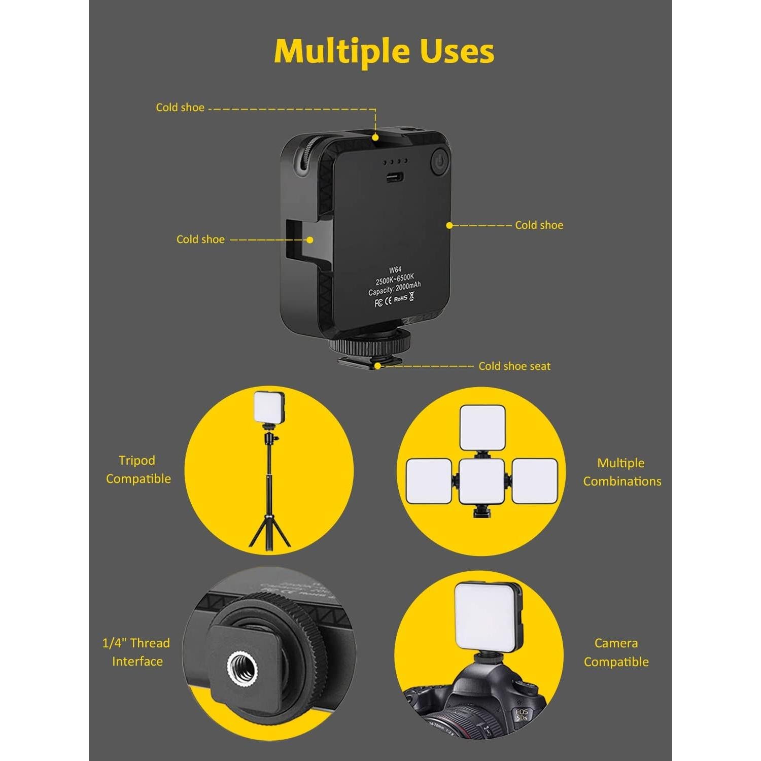 NexiGo Glow Light for Streamers, Enhanced Video Conference Lighting Kit with Webcam Style Clip, Built-in Battery, Dimmable & Rechargeable, for Streaming, Photography, Vlogging