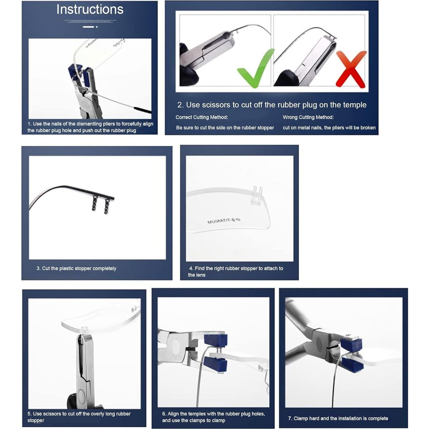 Kit de Pinzas para Gafas Chazcool Profesional Acero Inoxidable