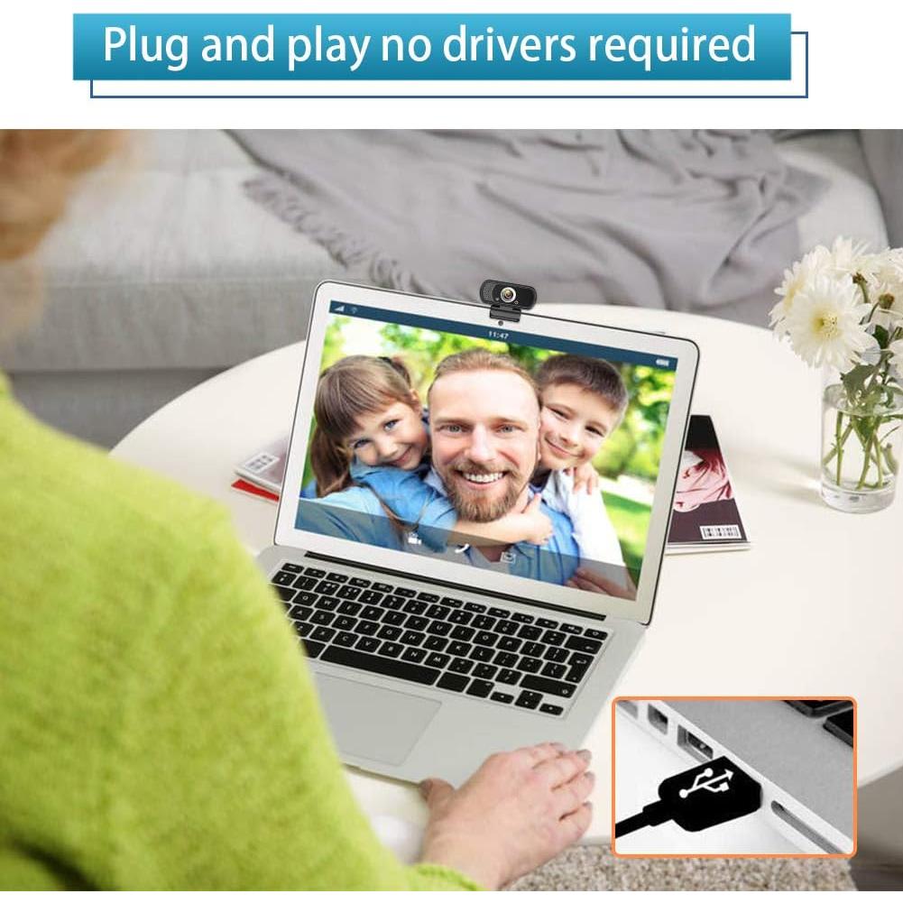 Webcam HZQDLN HD 1080P con Micrófono y Trípode - 110°