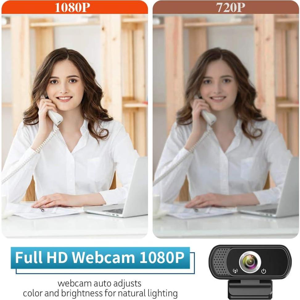 Webcam HZQDLN HD 1080P con Micrófono y Trípode - 110°