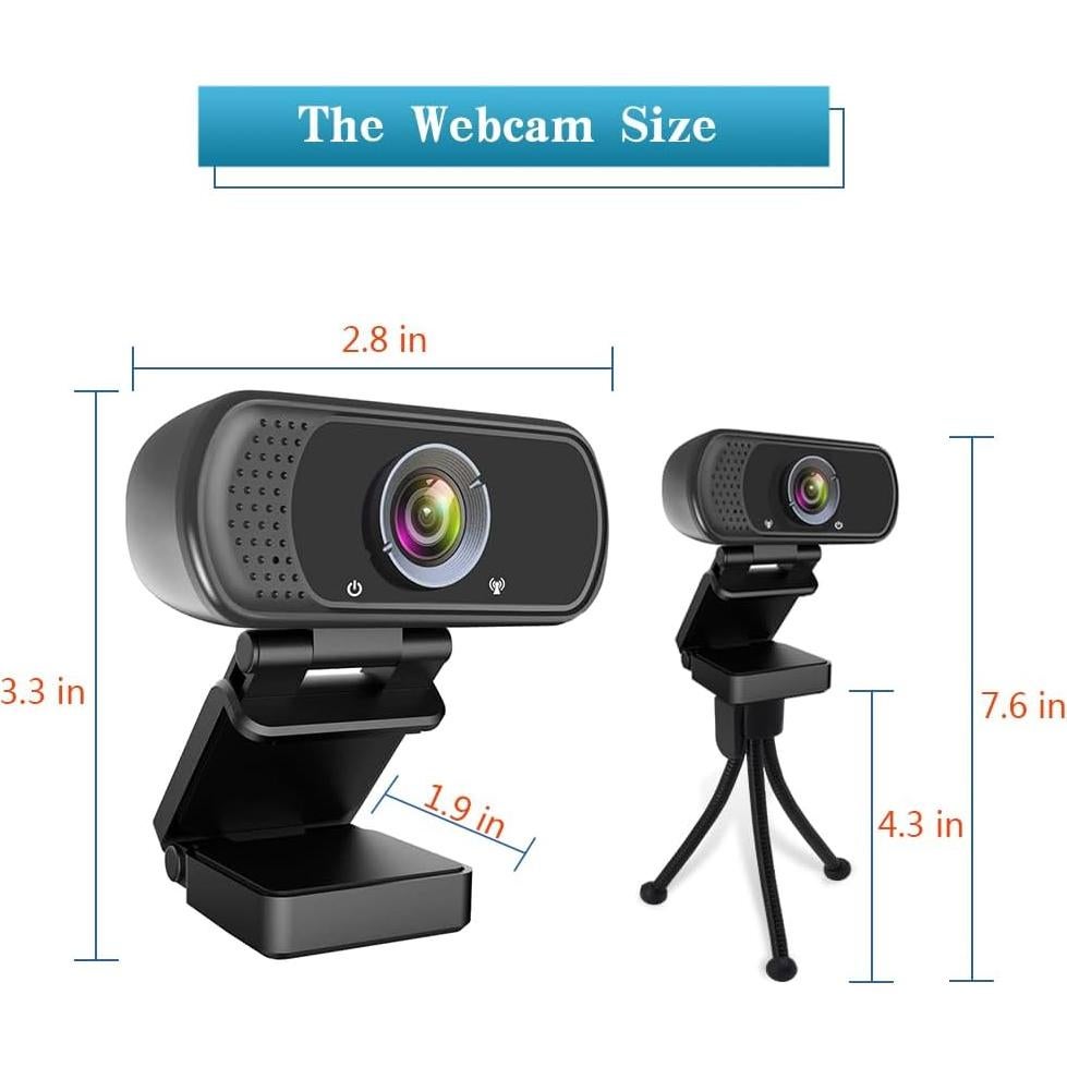 Webcam HZQDLN HD 1080P con Micrófono y Trípode - 110°