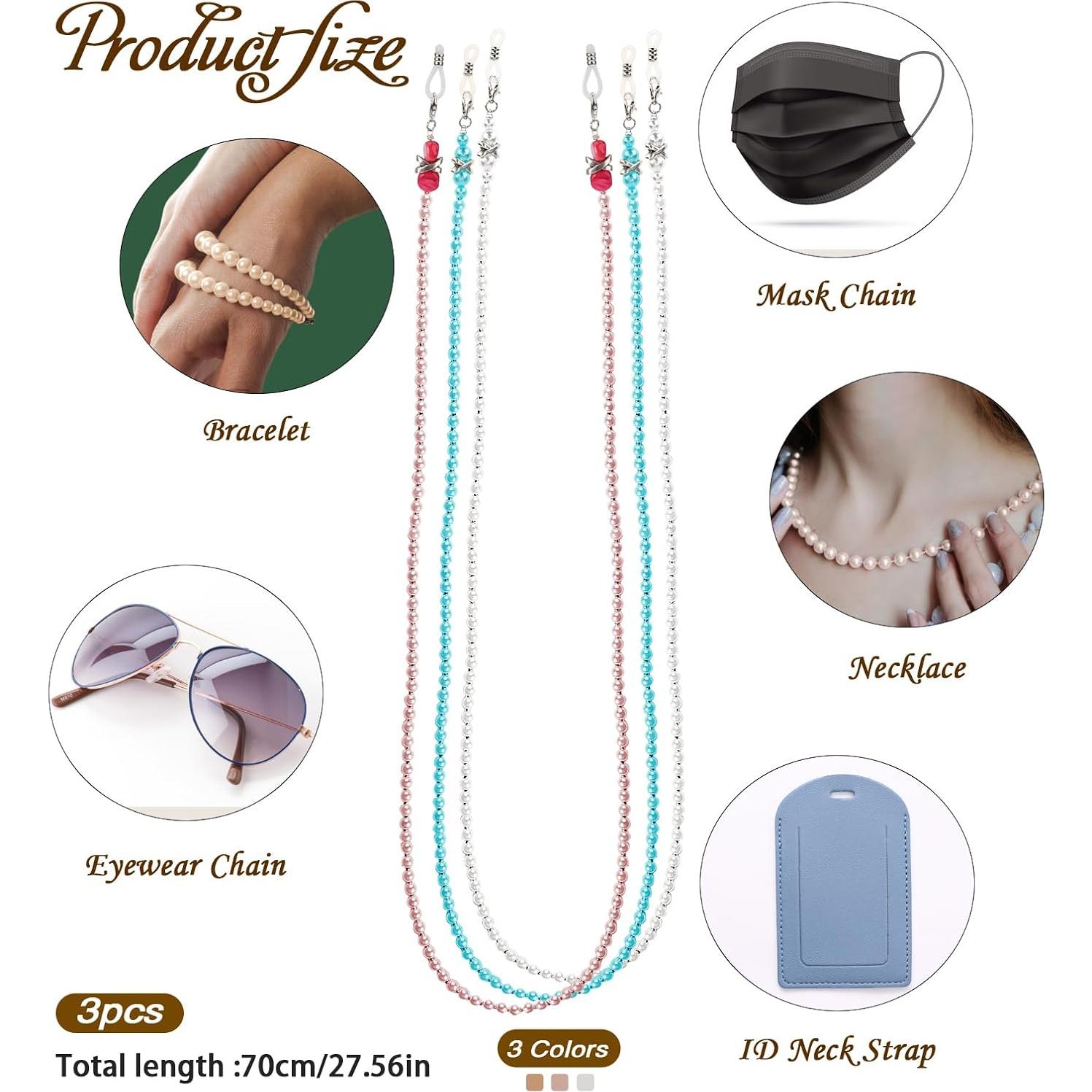 Cadena de Gafas de Perlas ABS - 75 cm - 3 Piezas