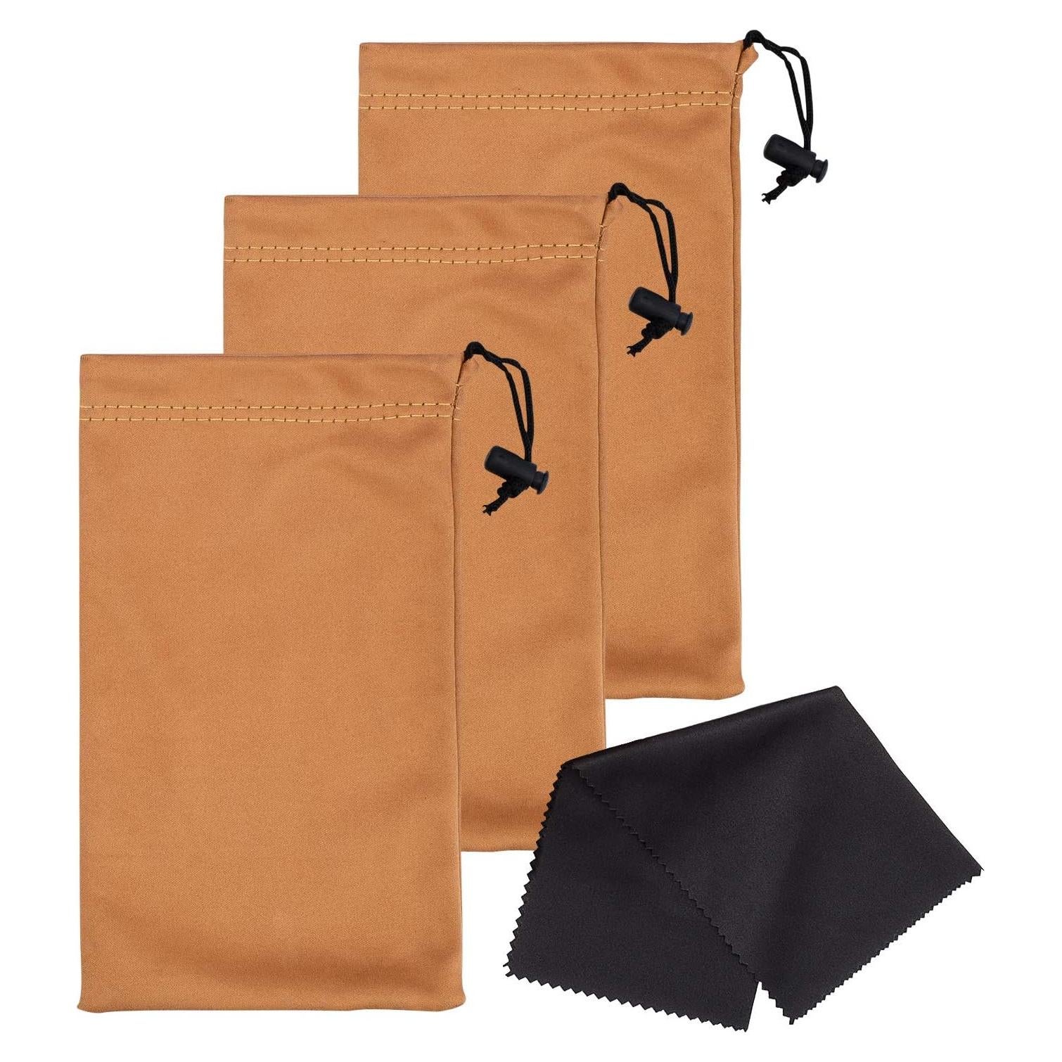 Funda de Microfibra Premium para Gafas - 3 Piezas - Marrón Claro