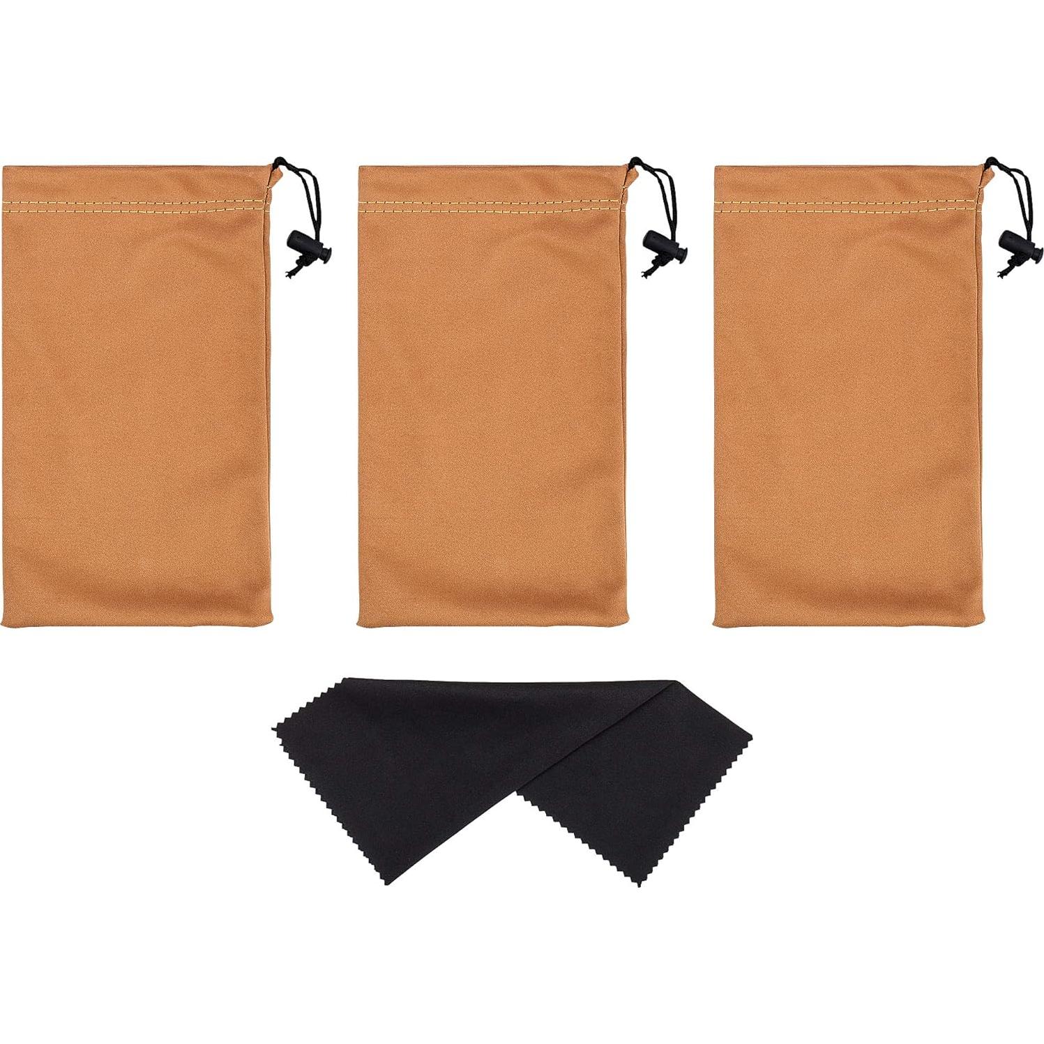 Funda de Microfibra Premium para Gafas - 3 Piezas - Marrón Claro