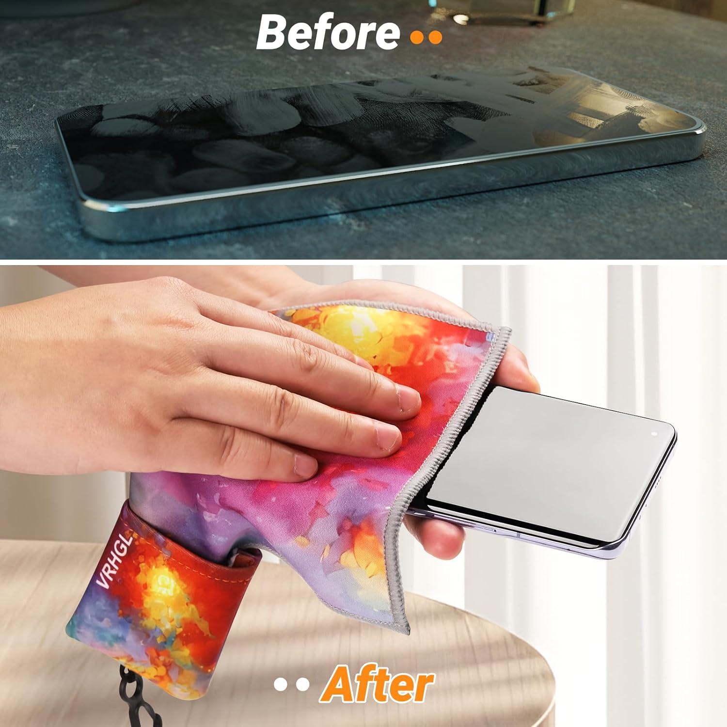 Kit de limpieza de gafas VRHGL, 4 paños microfibra 15x15 cm