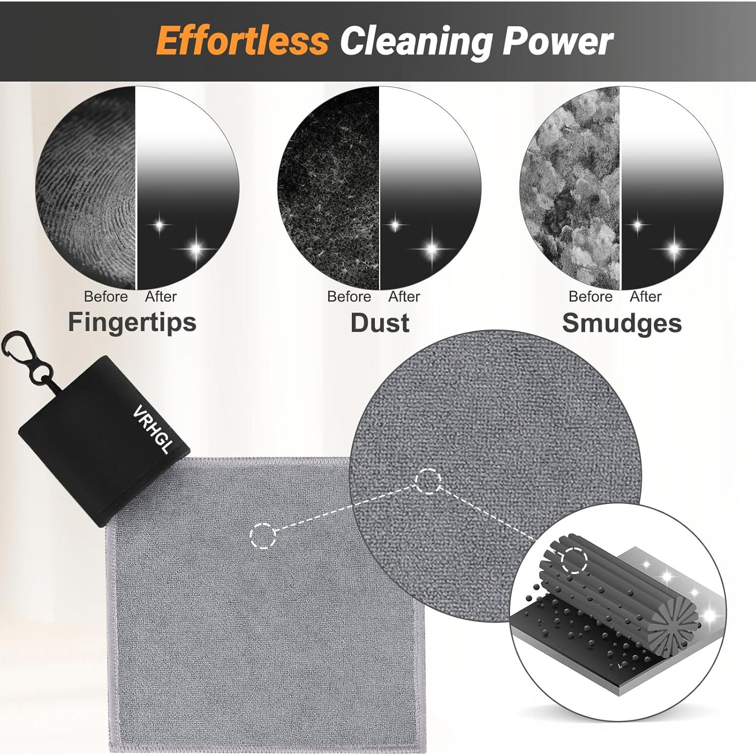 Kit de limpieza de gafas VRHGL, 4 paños microfibra 15x15 cm