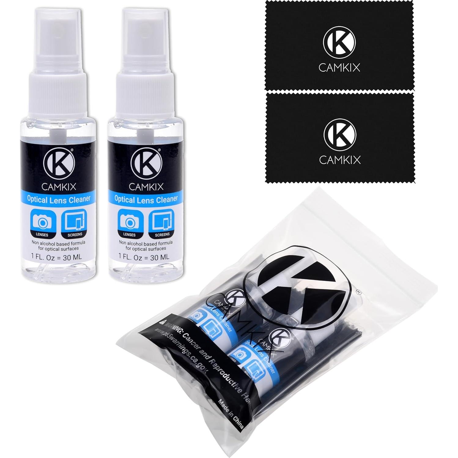 Kit de limpieza Camkix - 2 sprays y 2 paños microfibra
