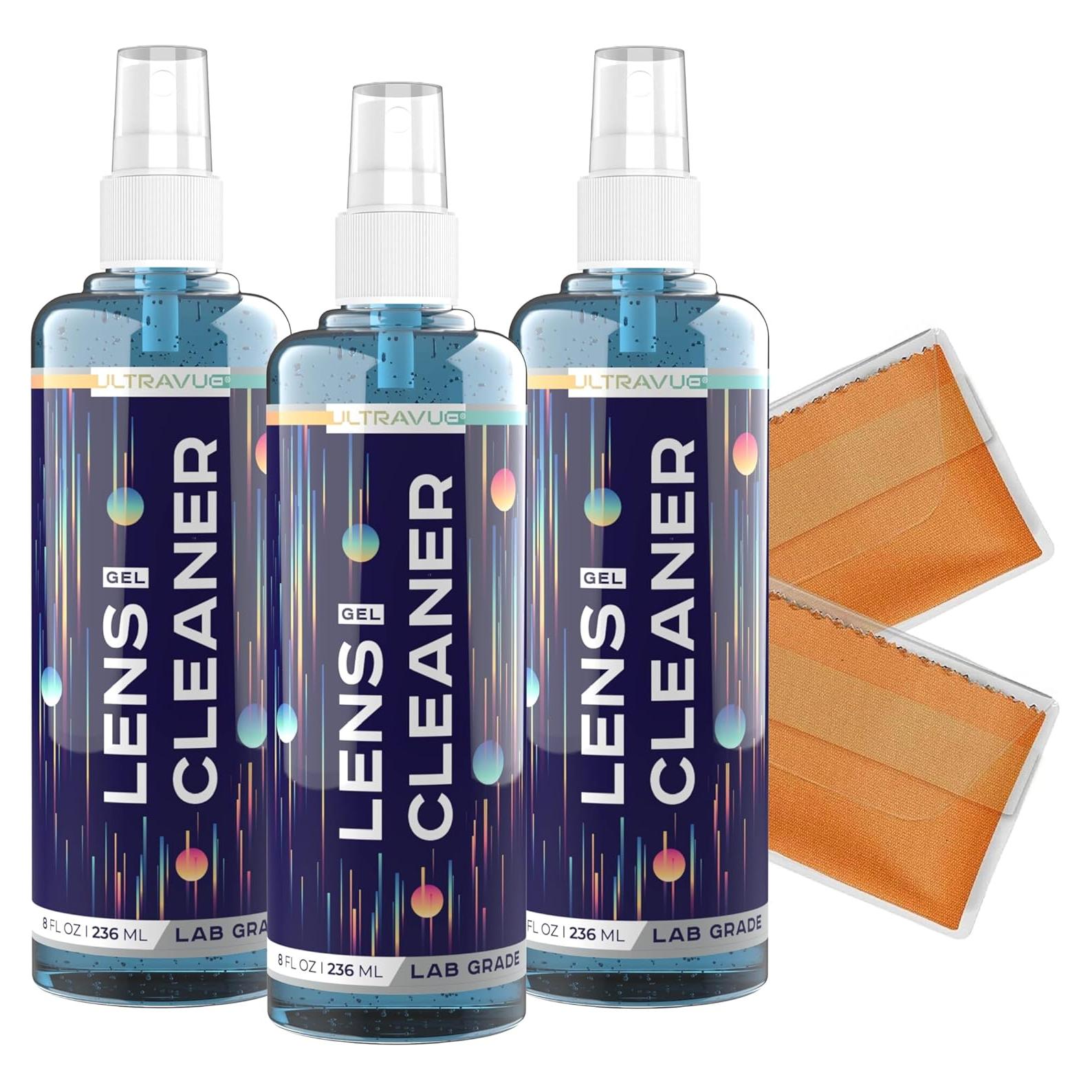 Kit Limpiador de Lentes UltraVue 3 x 30ml + 2 Paños Microfibra