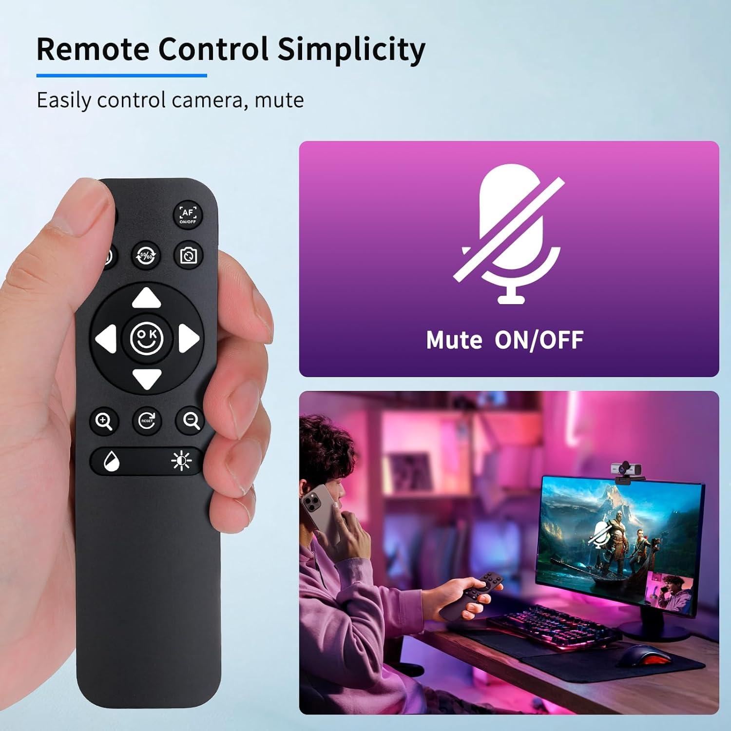 Cámara Web 4K Laeuzn C905 con Autofoco y Micrófonos Duales