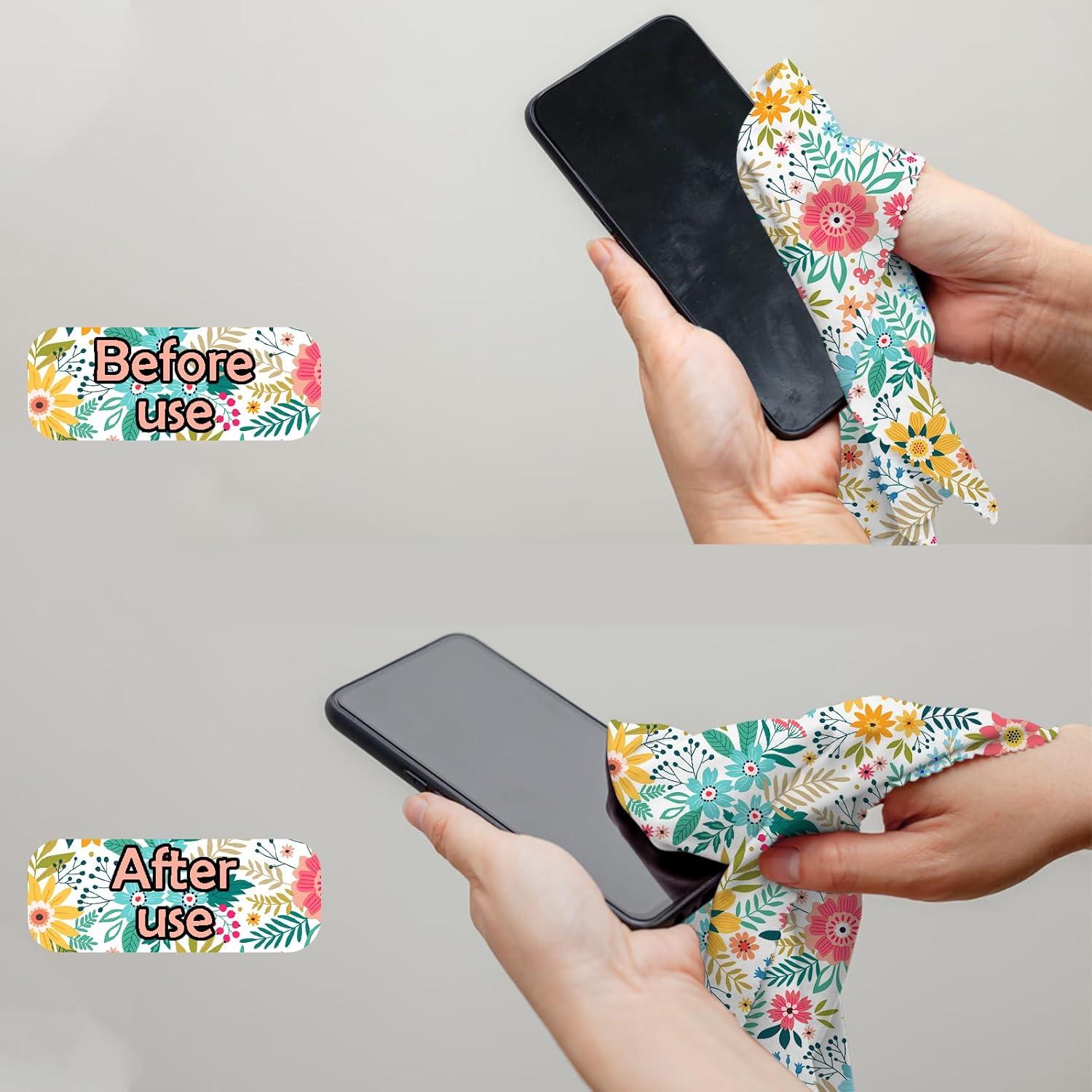 Paño de limpieza de gafas BHAHB 6 PCS microfibra floral