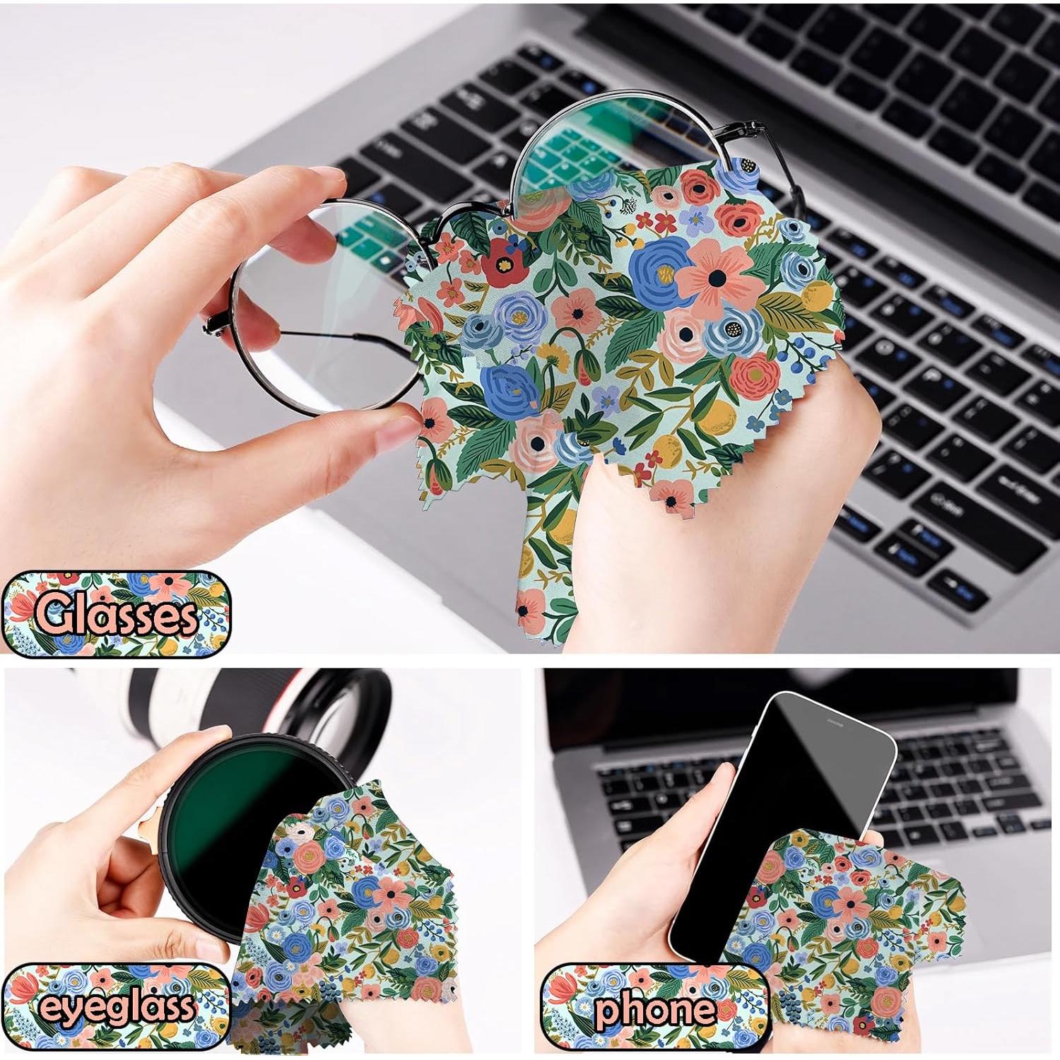Paño de limpieza de gafas BHAHB 6 PCS microfibra floral