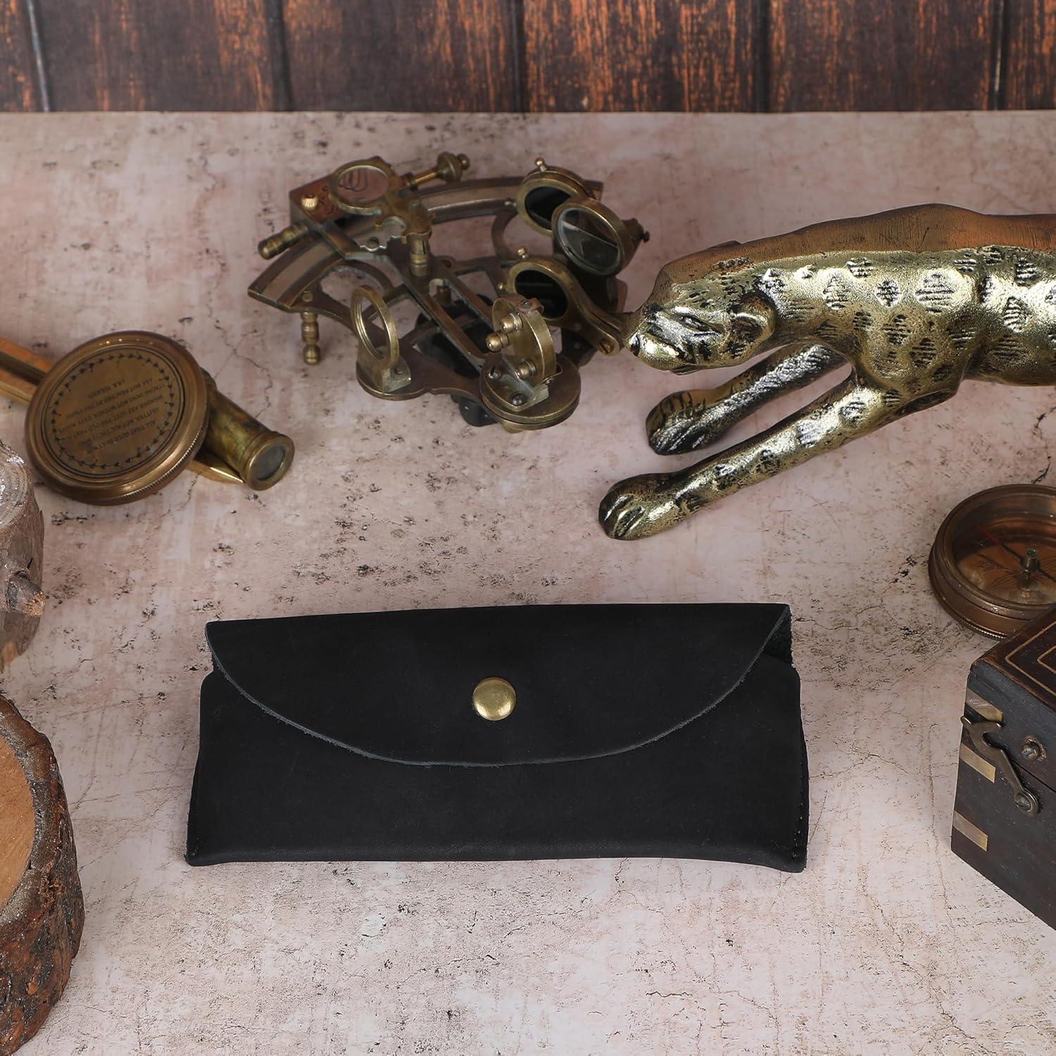 Funda de Gafas de Sol CestAntiQ de Cuero Genuino Negra