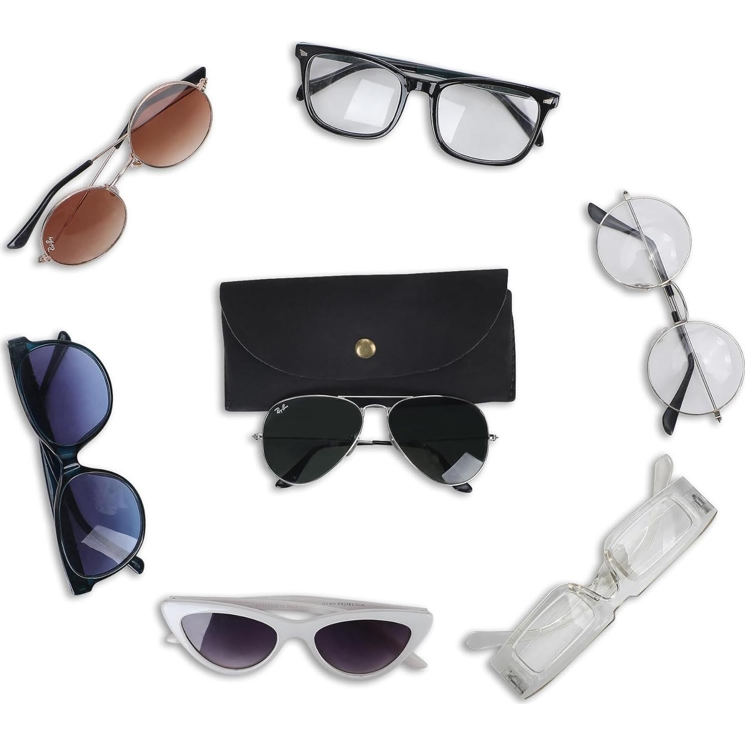 Funda de Gafas de Sol CestAntiQ de Cuero Genuino Negra