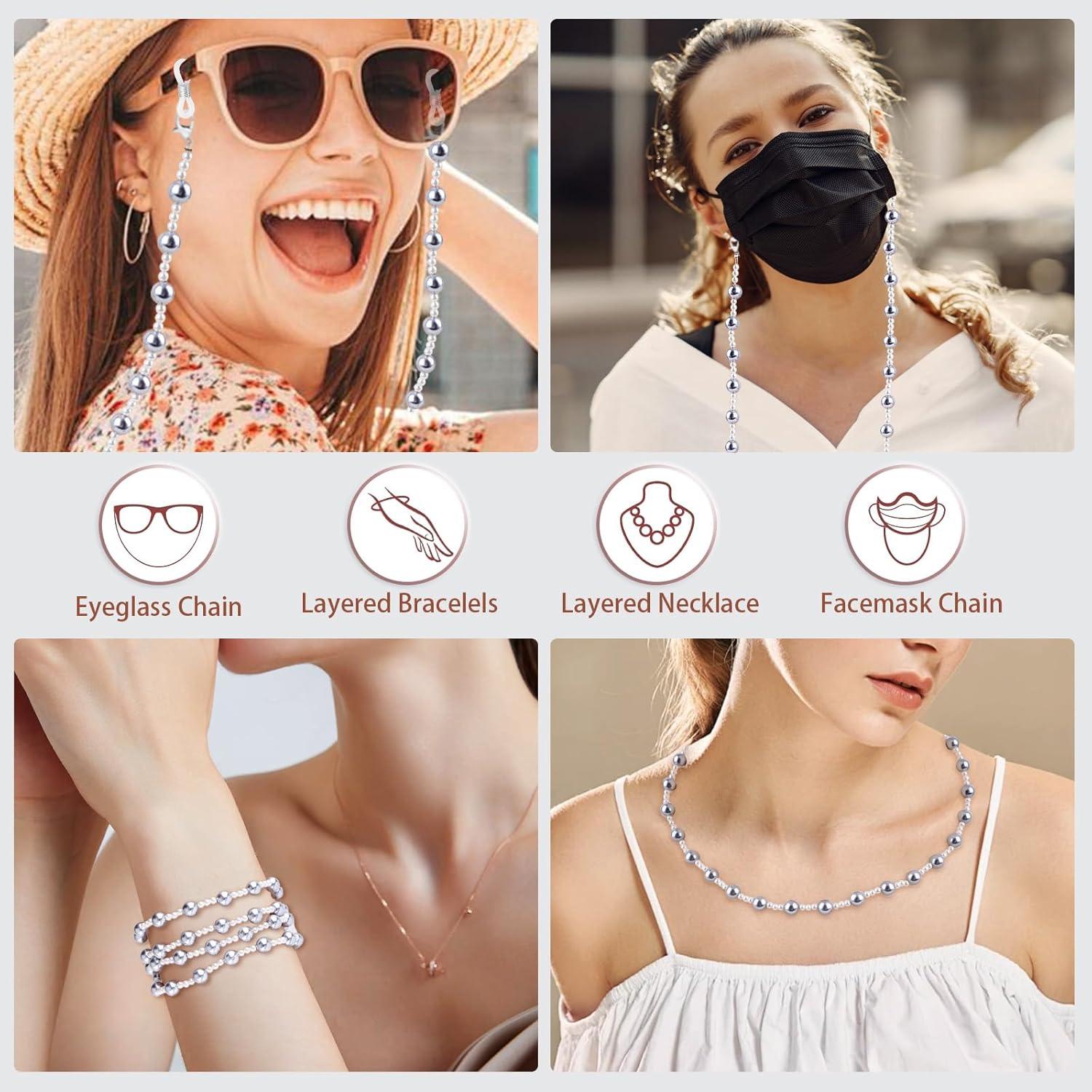 Cadena de Perlas BILIONE para Gafas 75 cm Unisex Gris