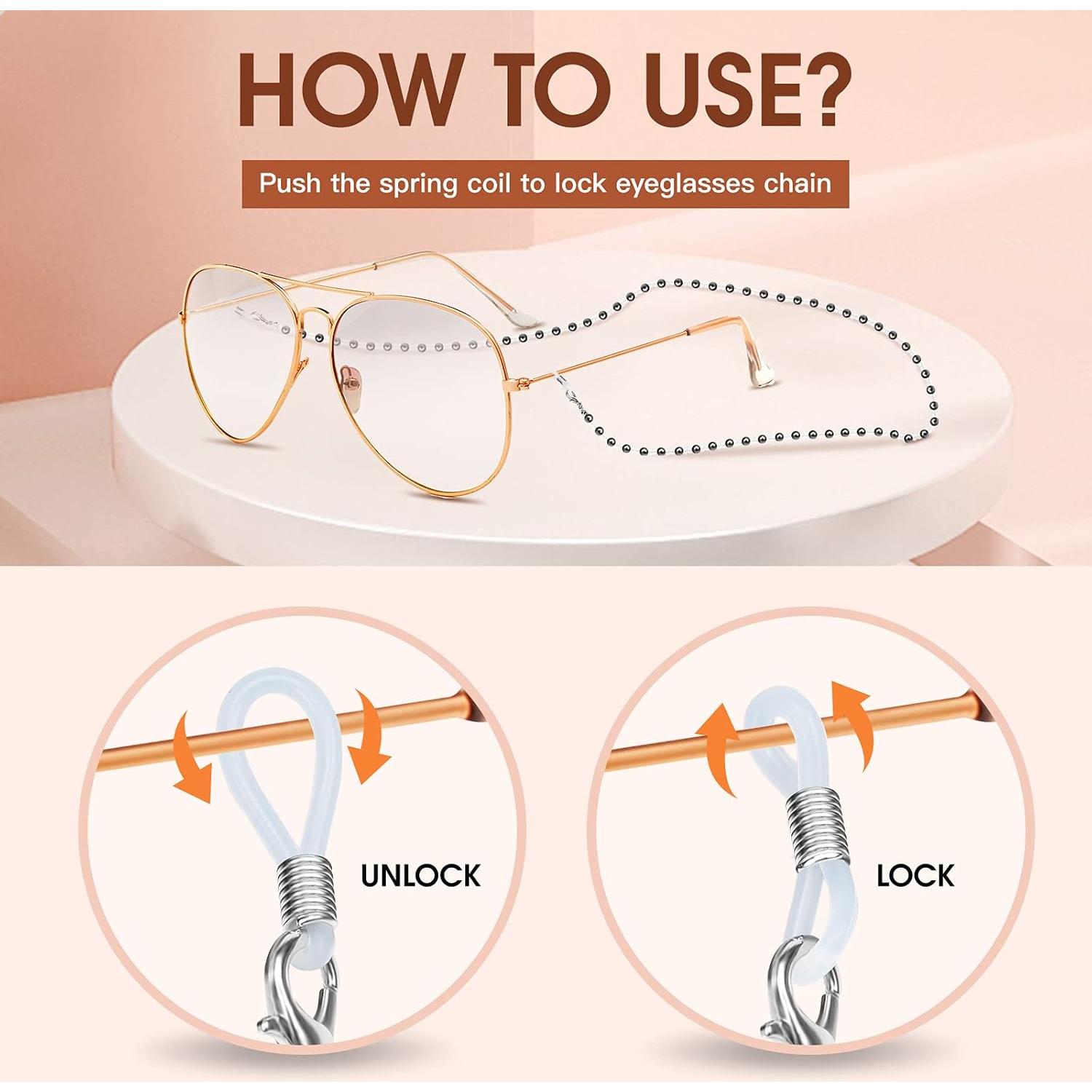 Cadenas para Gafas ONESING 4 Pcs con Rhinestones y Cuentas