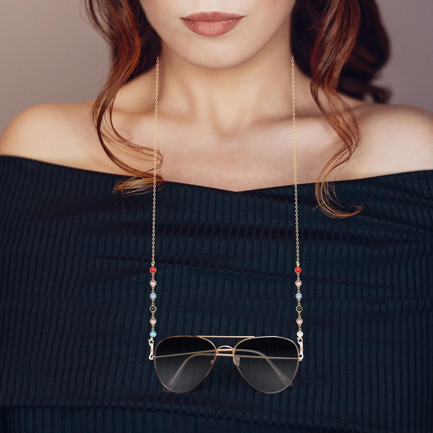 Cadenas para Gafas ONESING 4 Pcs con Rhinestones y Cuentas