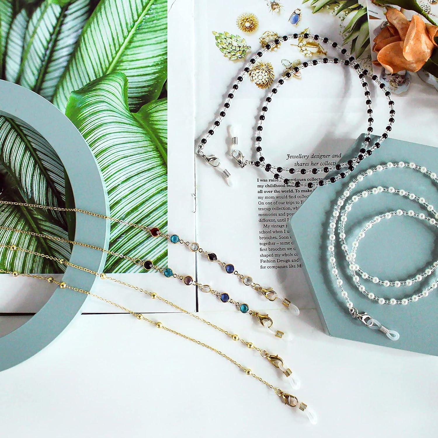 Cadenas para Gafas ONESING 4 Pcs con Rhinestones y Cuentas