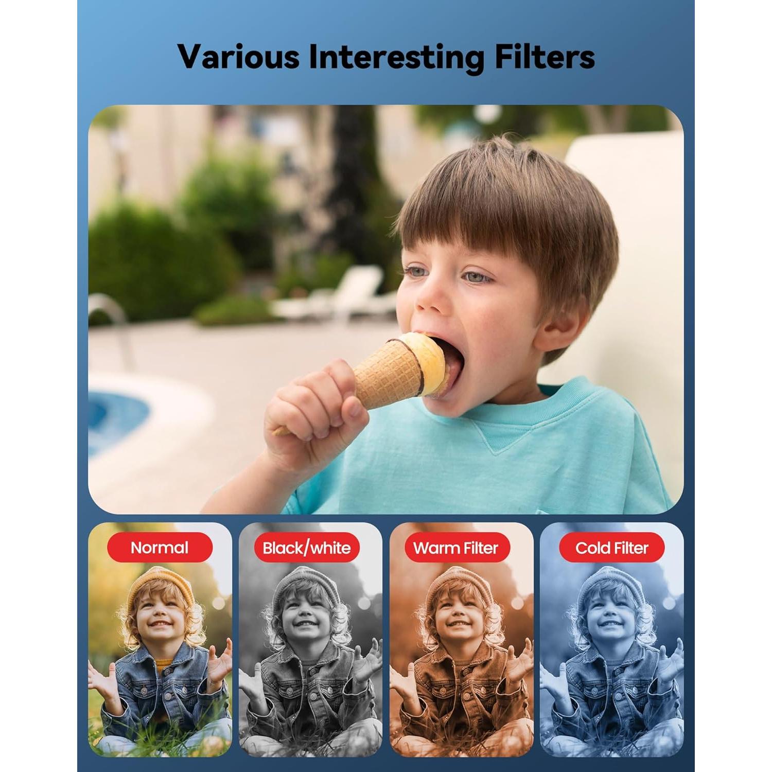 Cámara Digital Compacta ROQIOO Rosa 48MP Zoom 16X Niños