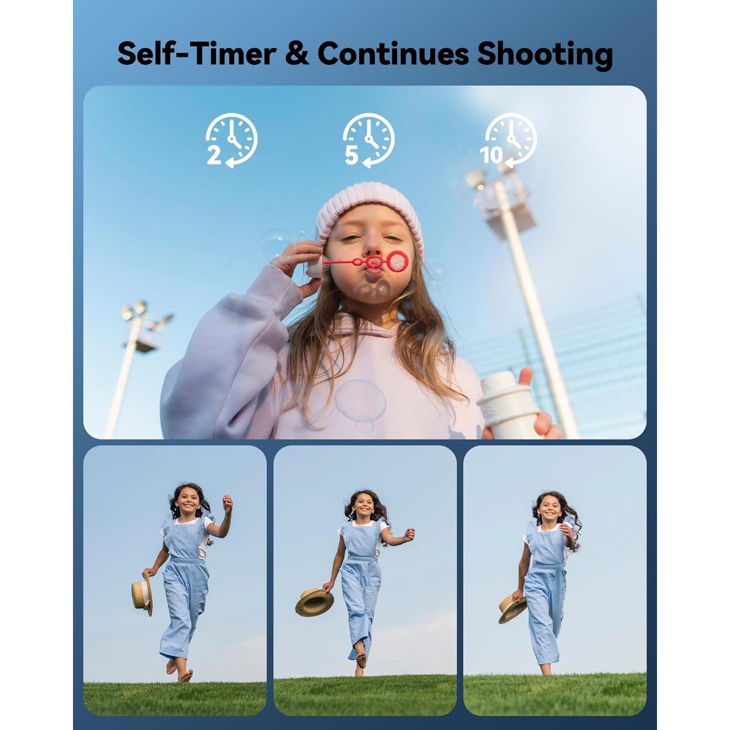 Cámara Digital Compacta ROQIOO Rosa 48MP Zoom 16X Niños