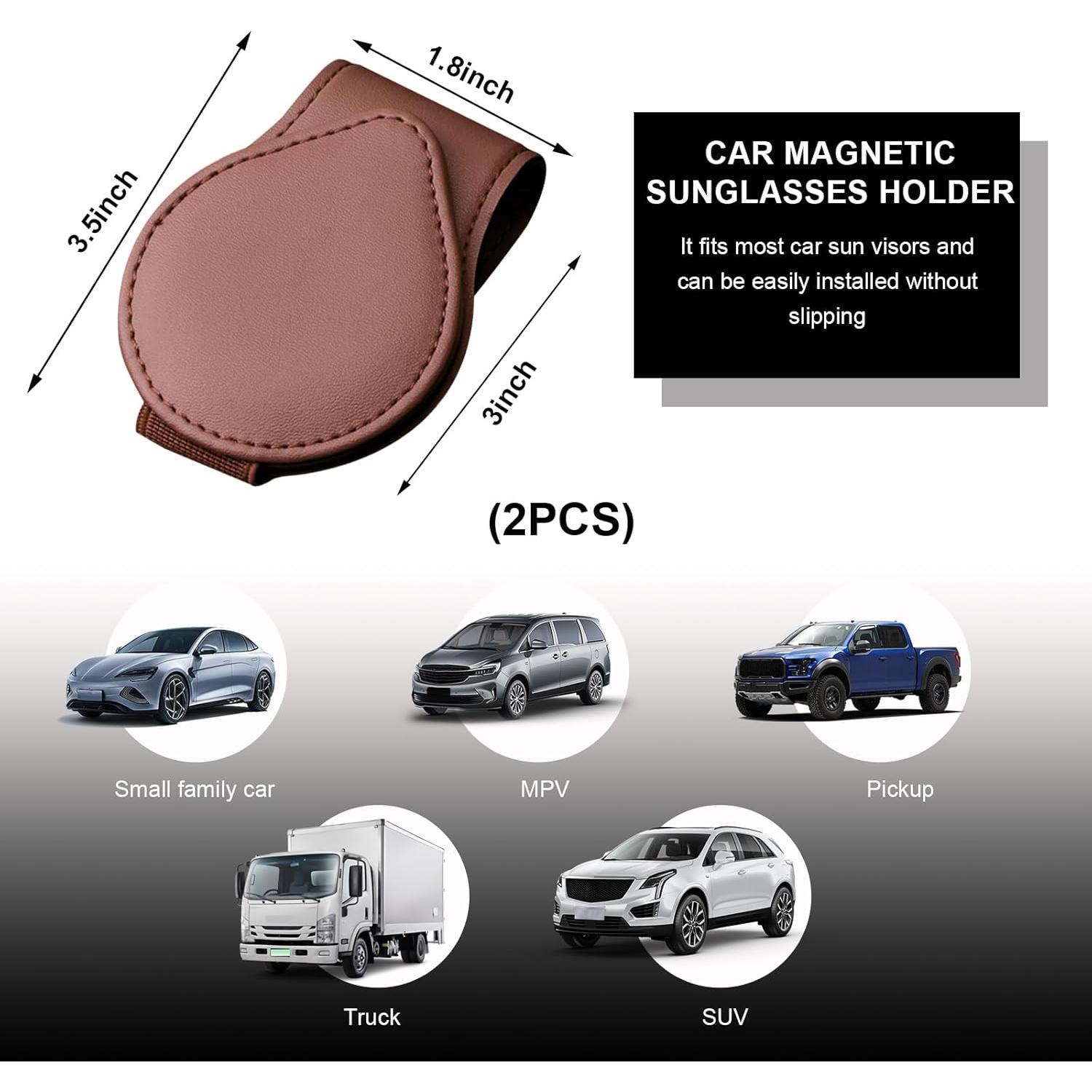 Soporte de Gafas Sylvil para Visera de Coche 2 Pcs Marrón