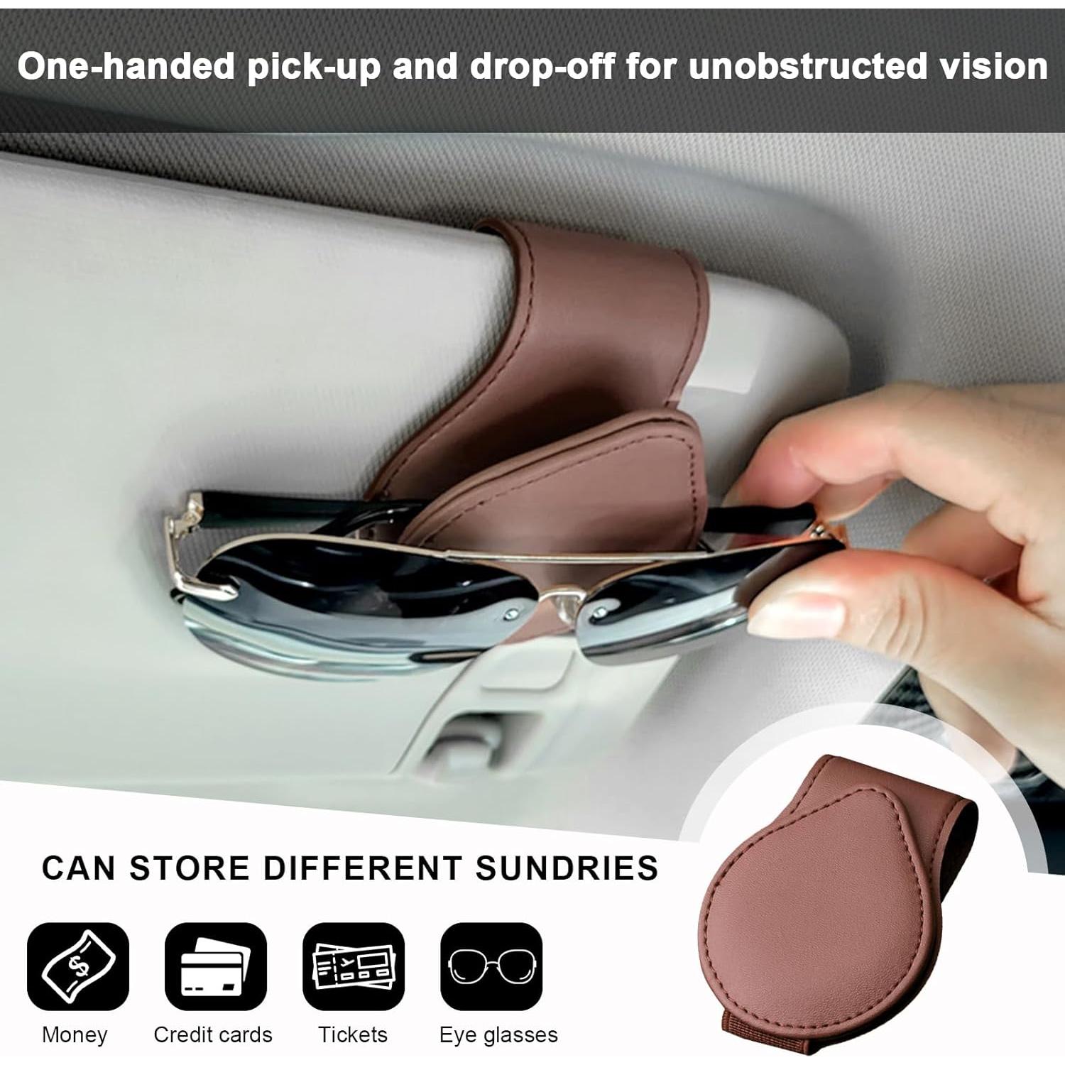 Soporte de Gafas Sylvil para Visera de Coche 2 Pcs Marrón