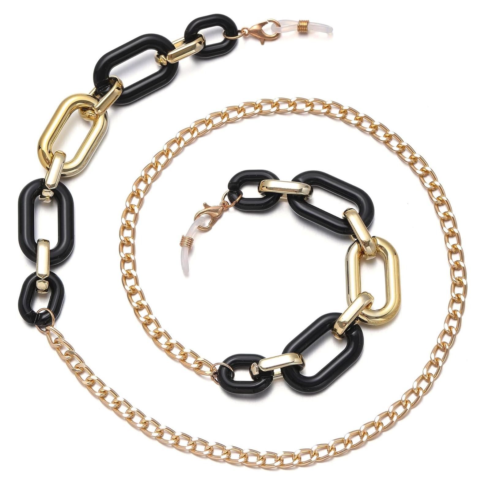 Cadena de Gafas Acrílico Negro para Mujeres - Lanyard Ajustable