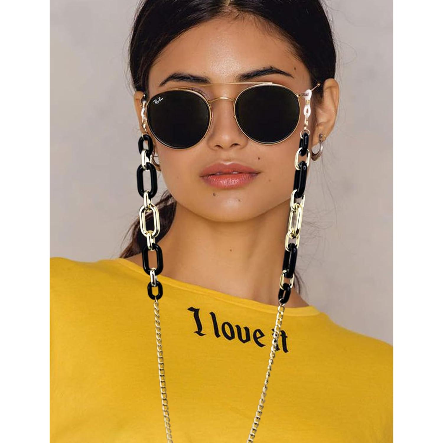 Cadena de Gafas Acrílico Negro para Mujeres - Lanyard Ajustable