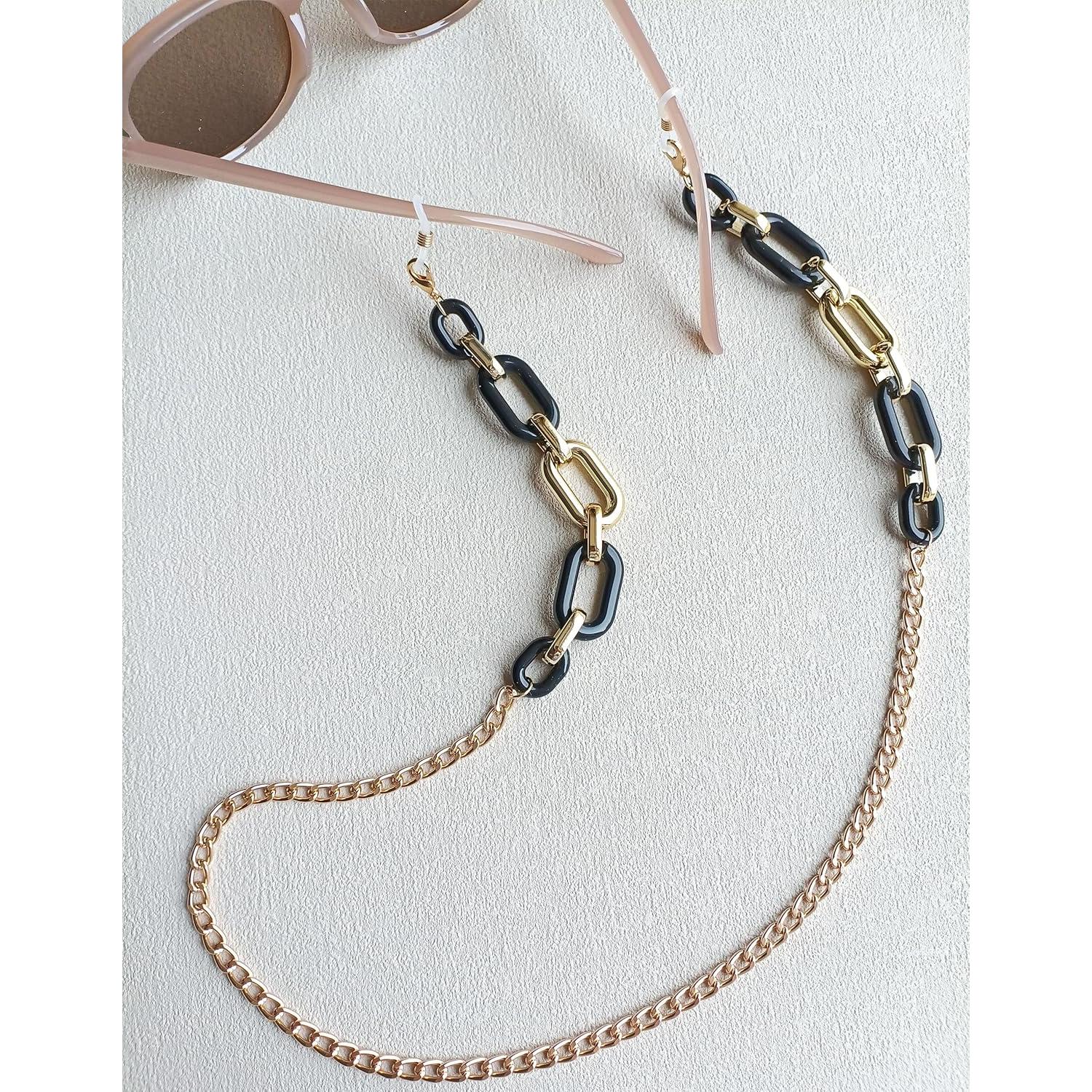 Cadena de Gafas Acrílico Negro para Mujeres - Lanyard Ajustable