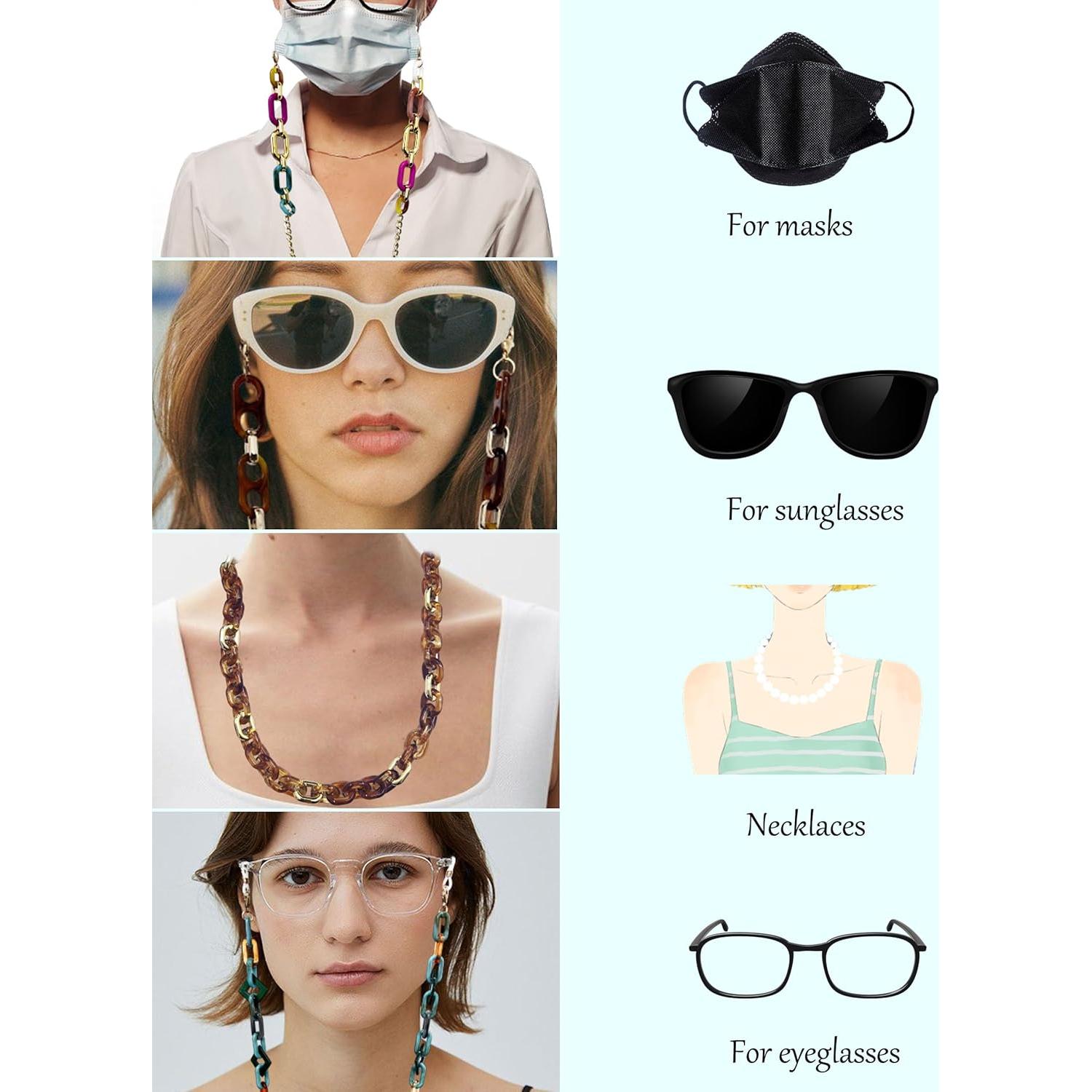 Cadena de Gafas Acrílico Negro para Mujeres - Lanyard Ajustable