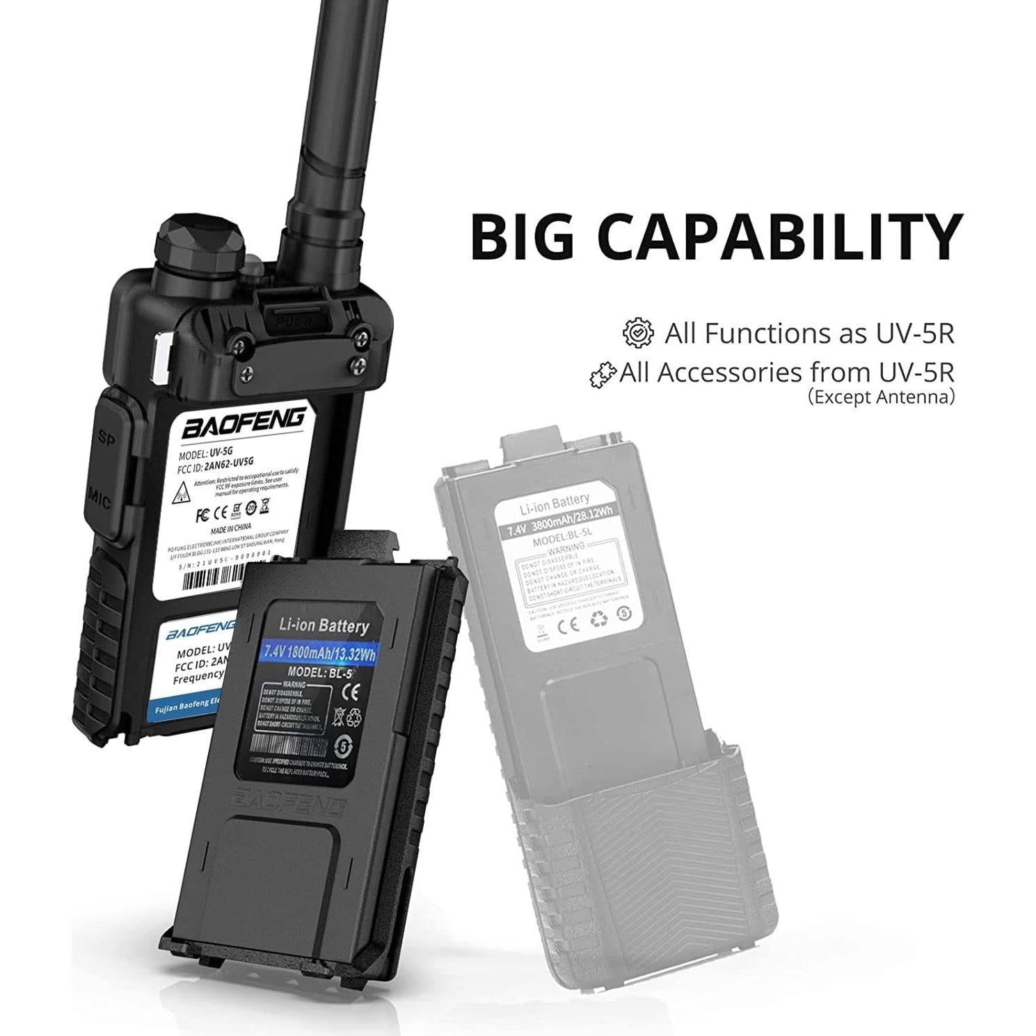 Radio de Dos Vías BAOFENG UV-5G GMRS Paquete de 2