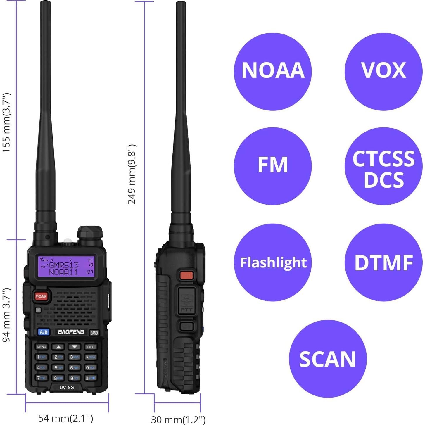 Radio de Dos Vías BAOFENG UV-5G GMRS Paquete de 2