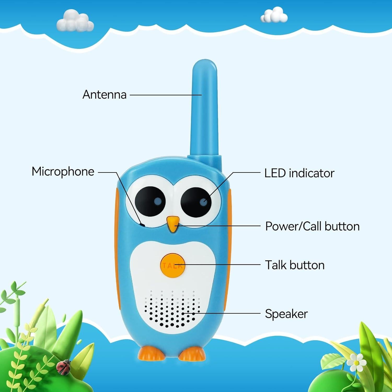 Walkie Talkies Retevis RT30 para Niños, Diseño de Búho