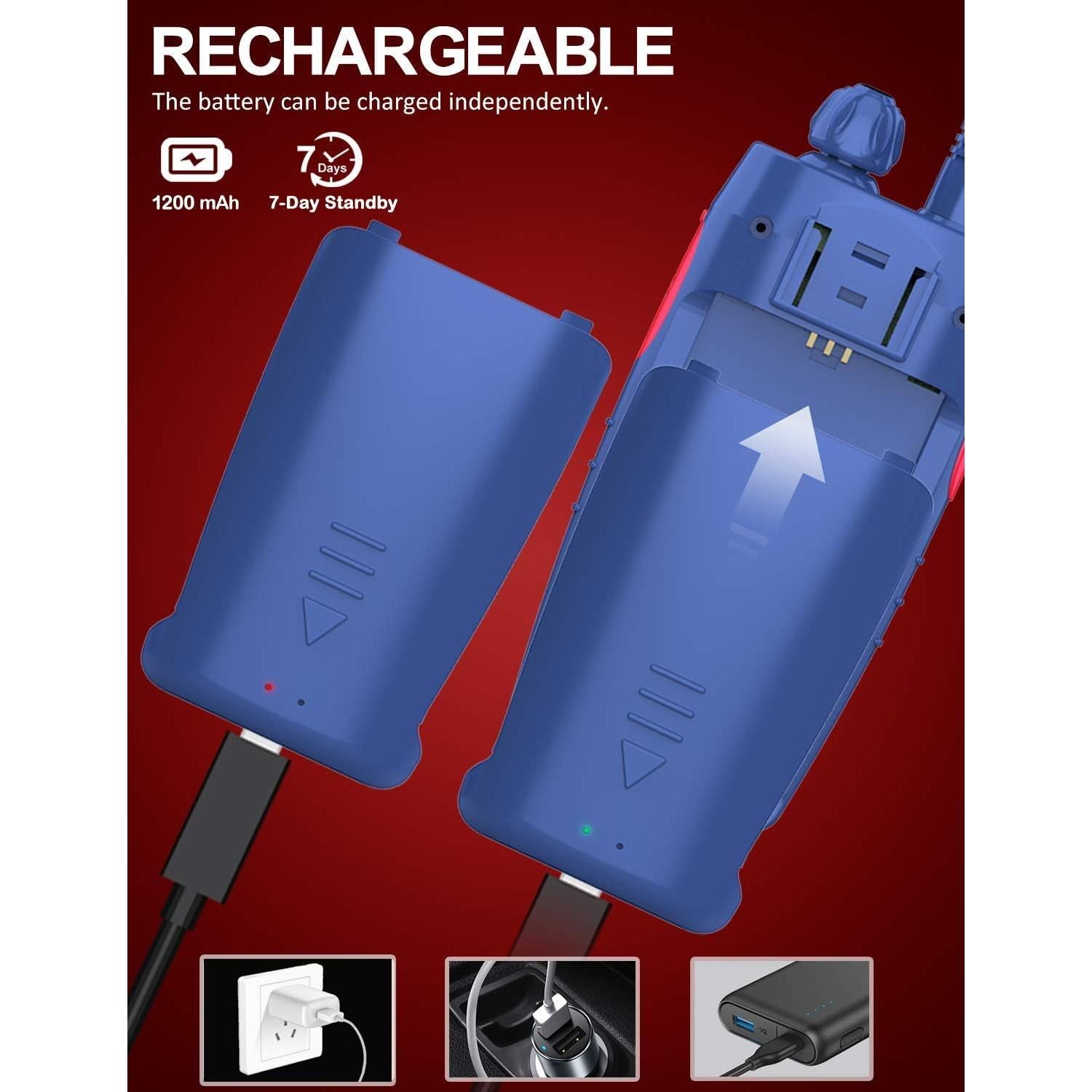 Walkie Talkies Recargables QNIGLO 2 Paquete 22 Canales