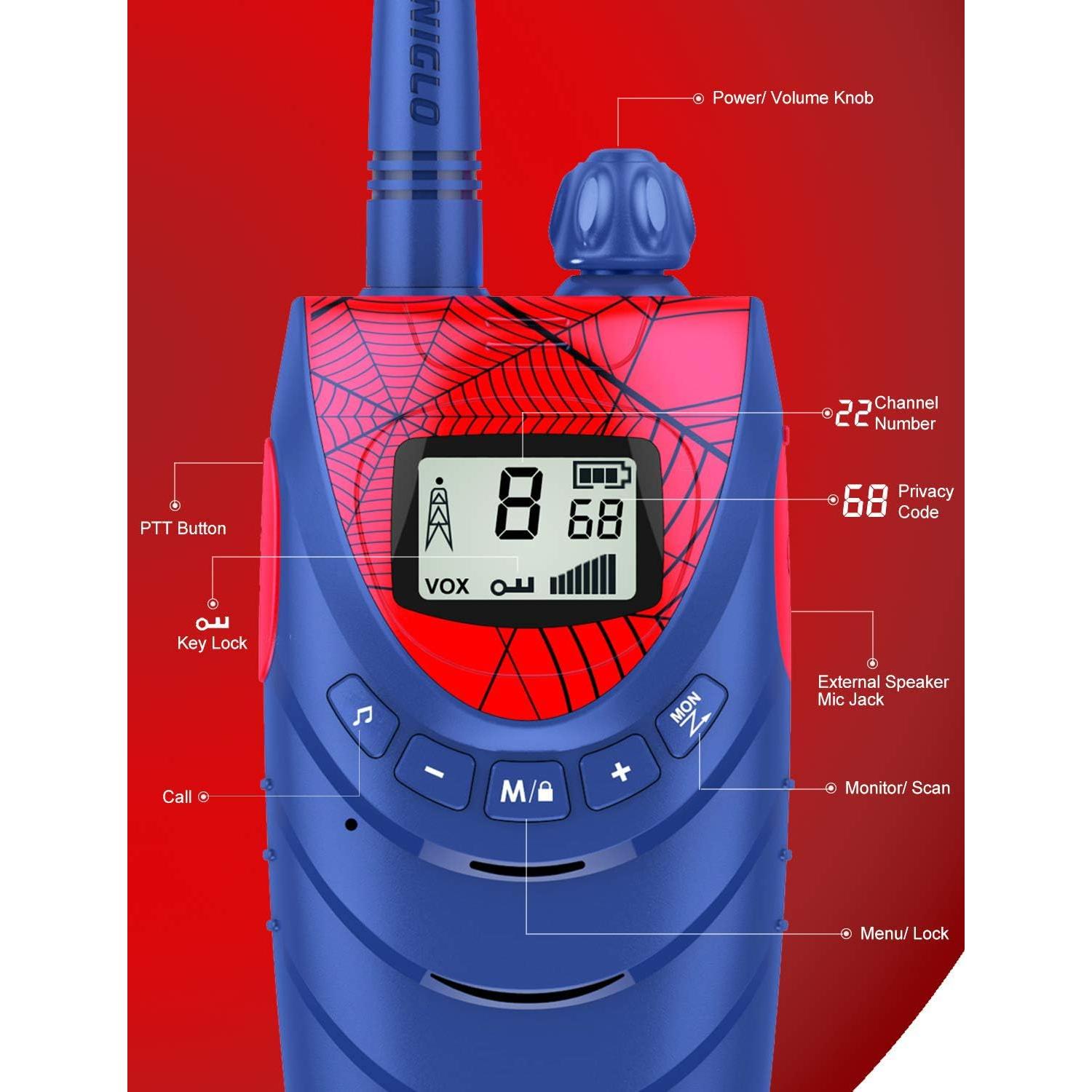 Walkie Talkies Recargables QNIGLO 2 Paquete 22 Canales