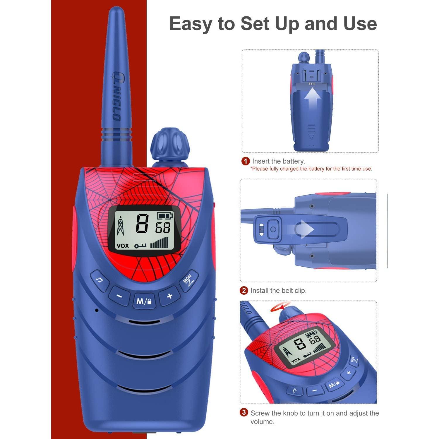 Walkie Talkies Recargables QNIGLO 2 Paquete 22 Canales