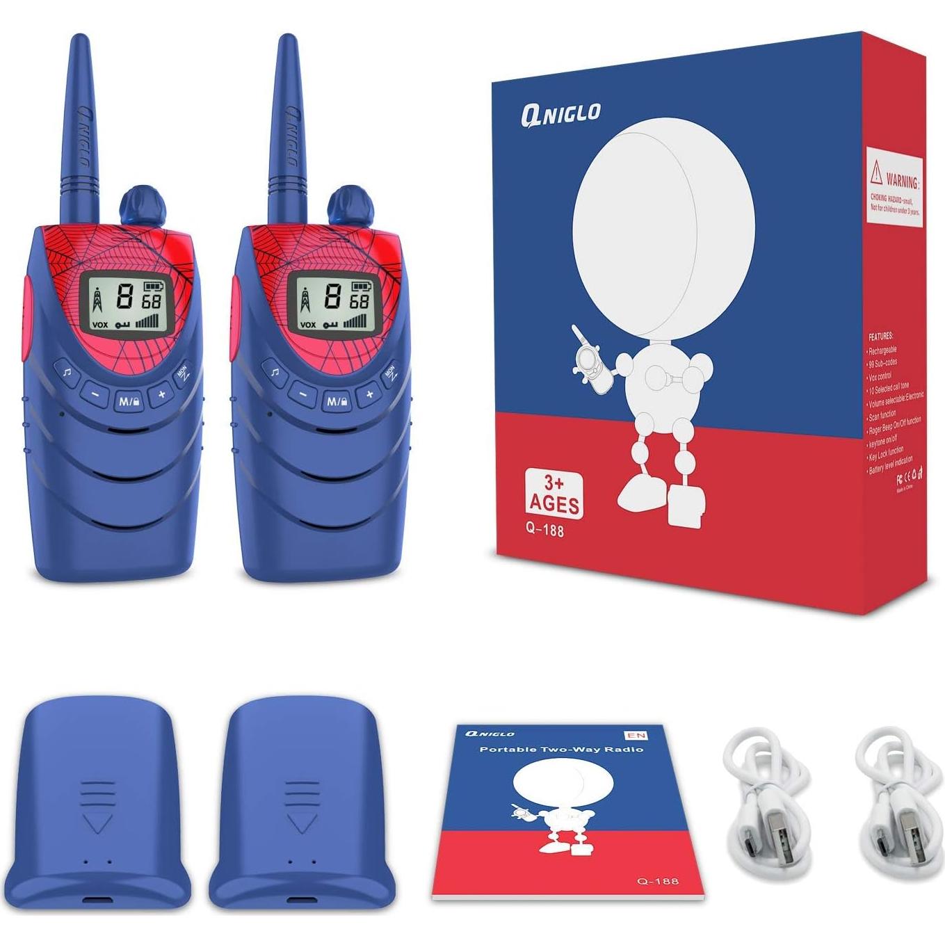 Walkie Talkies Recargables QNIGLO 2 Paquete 22 Canales