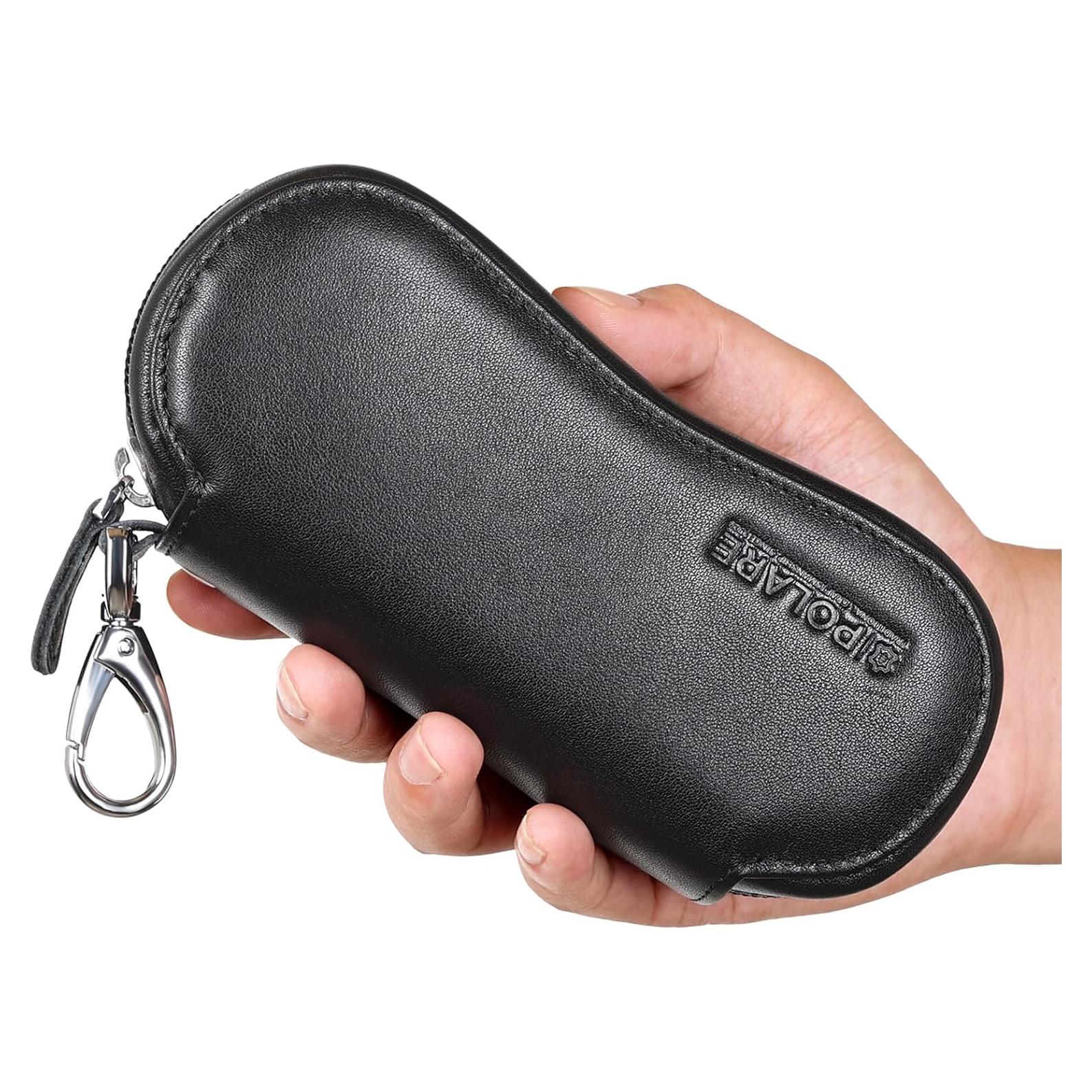 Funda de Gafas Polare de Cuero Marrón con Cierre YKK